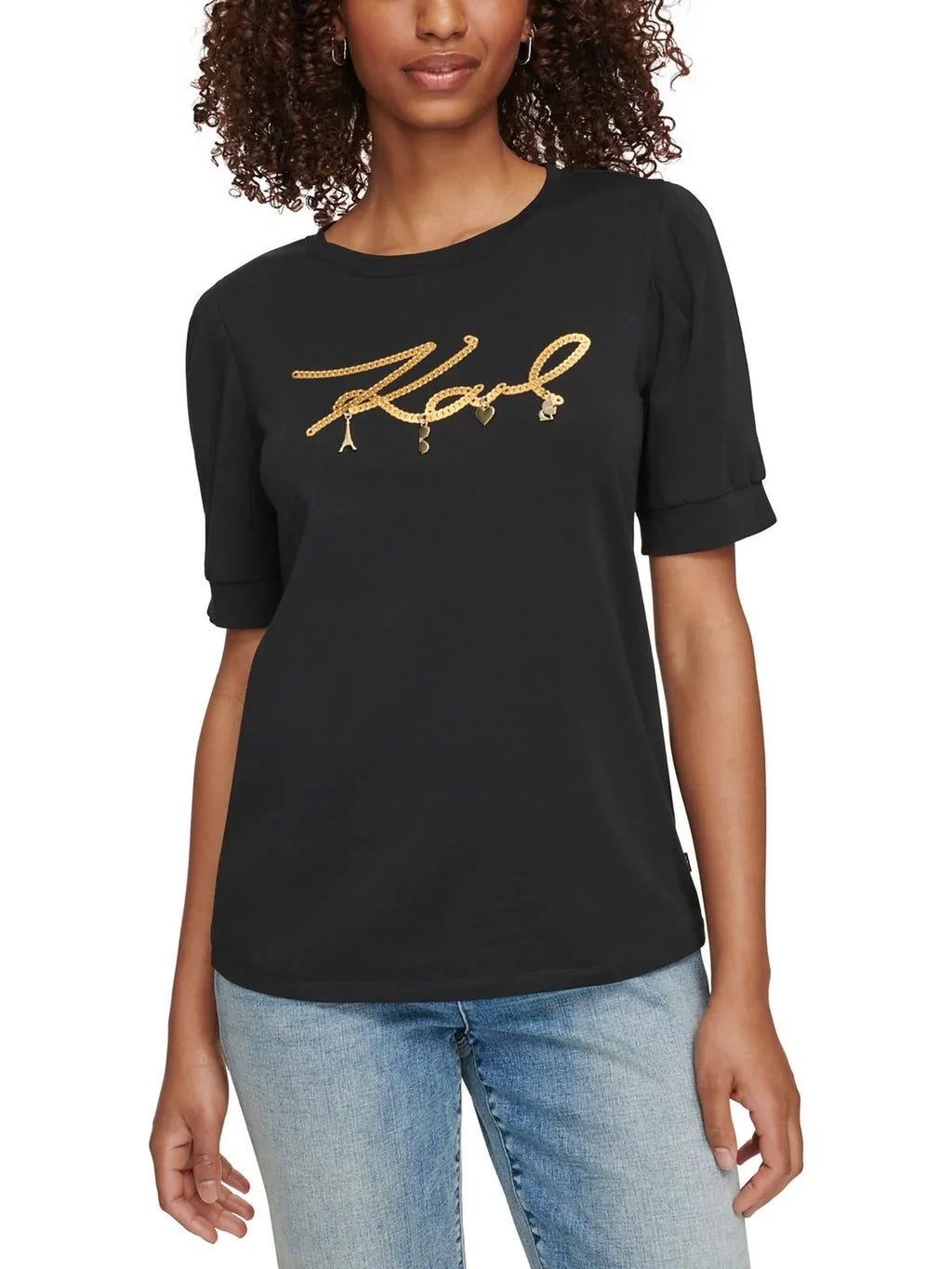 Womens Karl Logo Paris Pullover Cotton Top Lagerfeld