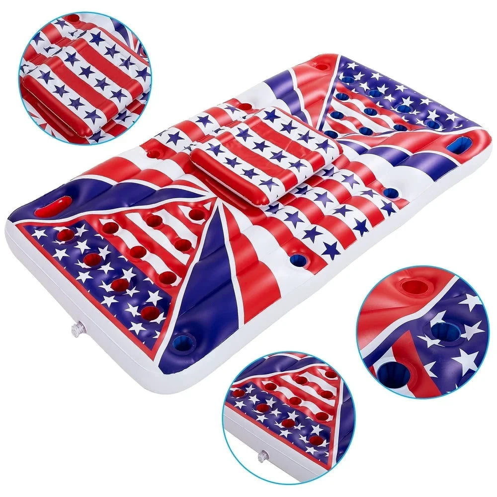 Float Cooler Floating Built-In with Beer Flag Pong American