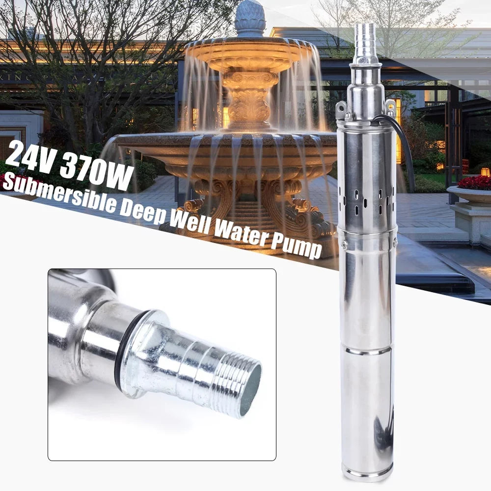 Screw Head 370W Pump Solar for Stainless Irrigation Pond Pump Farm Solar Well Water Deep Pump 24V Submersible