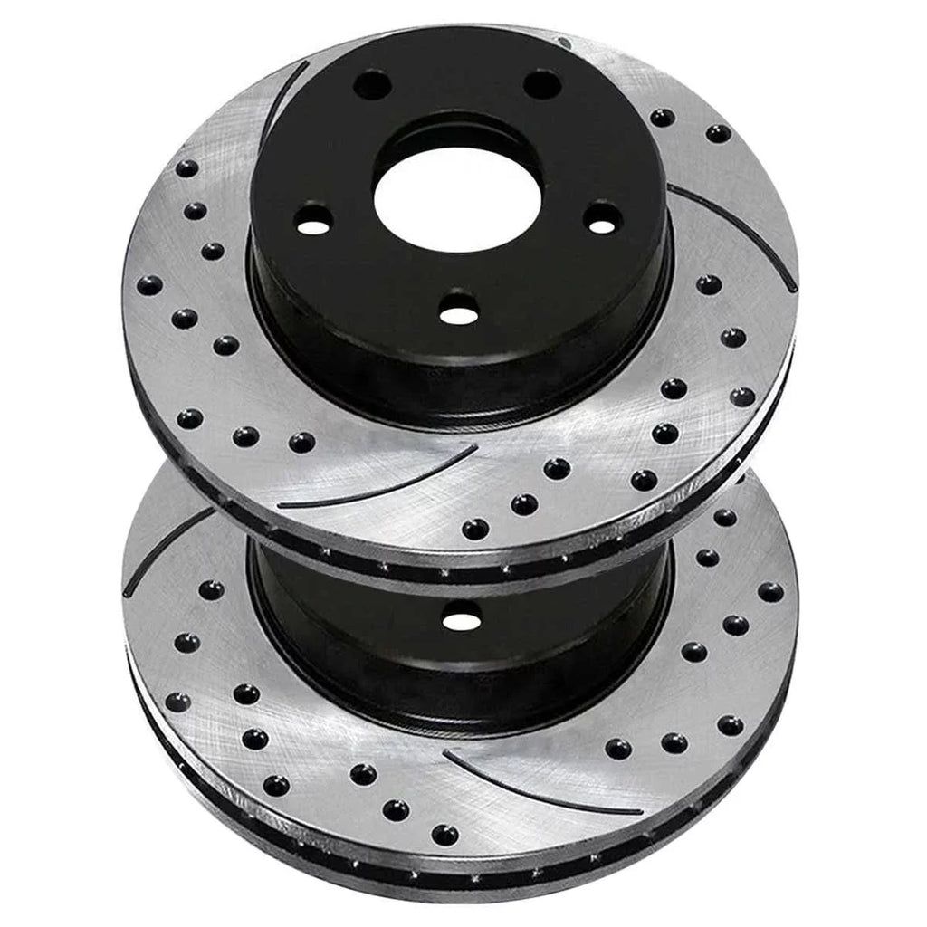 2012 Drilled 2008-2017 1.8L Driver PR63039LR and 2.4L Replacement AWD 2.0L Front 2011 2007-2010 of Side Mitsubishi Passenger FWD AutoShack Lancer Rotors Black Caliber Pair Brake 2 Dodge for Slotted