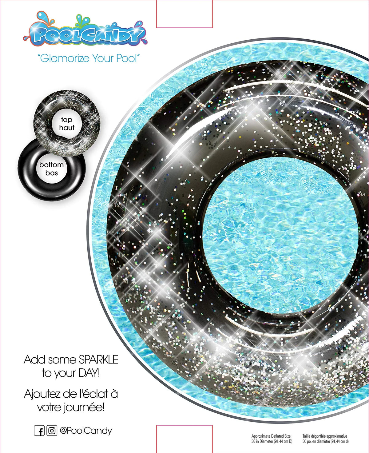 48"- Glitter Tube Pool Glitter Black