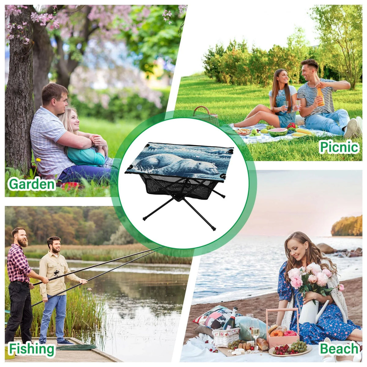 Storage Camping Picnic Bag Compact BBQ Table Portable Travel Polar Fishing Swimming with Beach for Bear Table Folding Outdoor Table