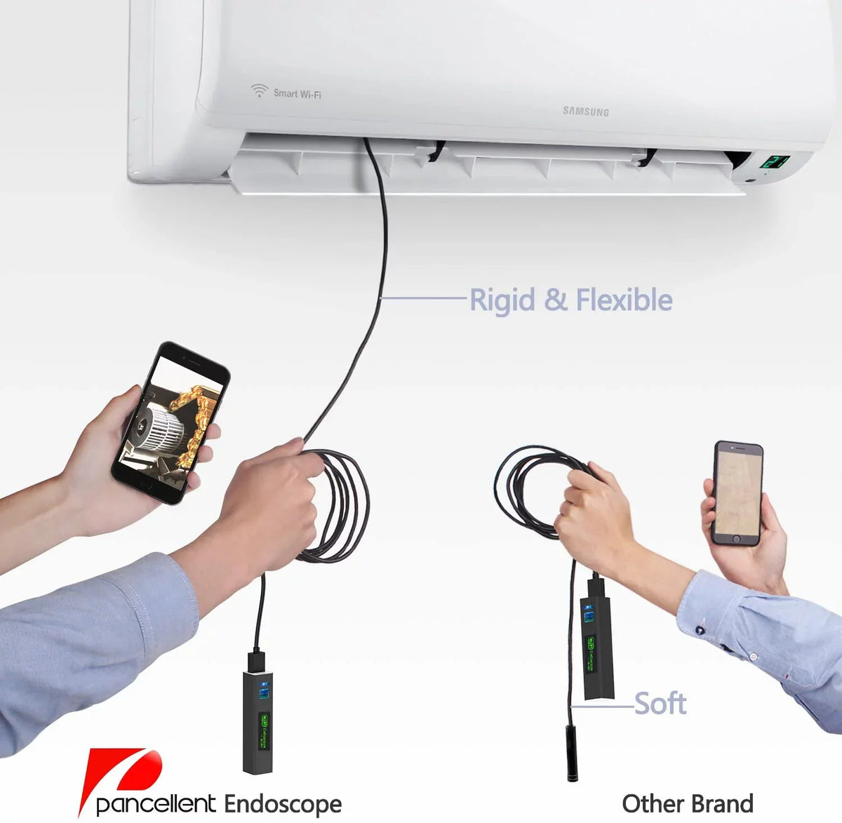 Borescope LED (5 Inspection Endoscope Light HD Camera PC Metes,16.5 for 1200P Ipad iPhone 8 FT) Table Smartphone Camera Wireless Snake WiFi Android Cable Rigid with Pancellent