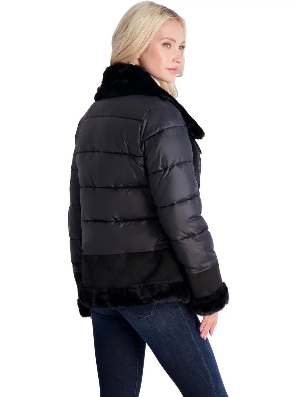 Media Tahari Saylor Women's Mixed Coat Puffer