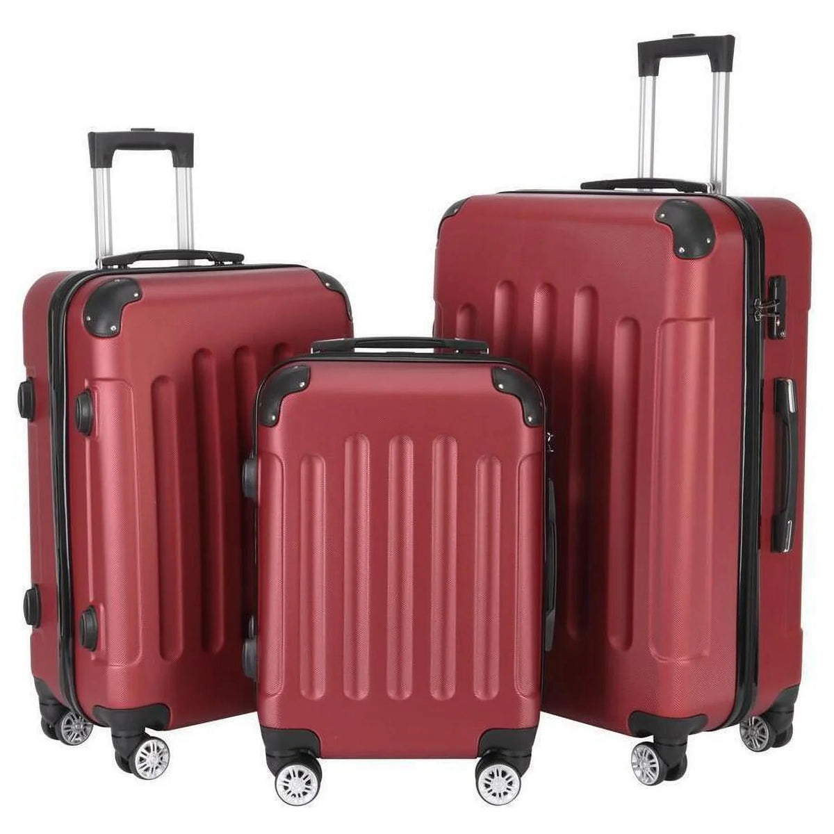 Wine Trolley TSA Lock, Luggage Red, 3-Piece with Set ABS