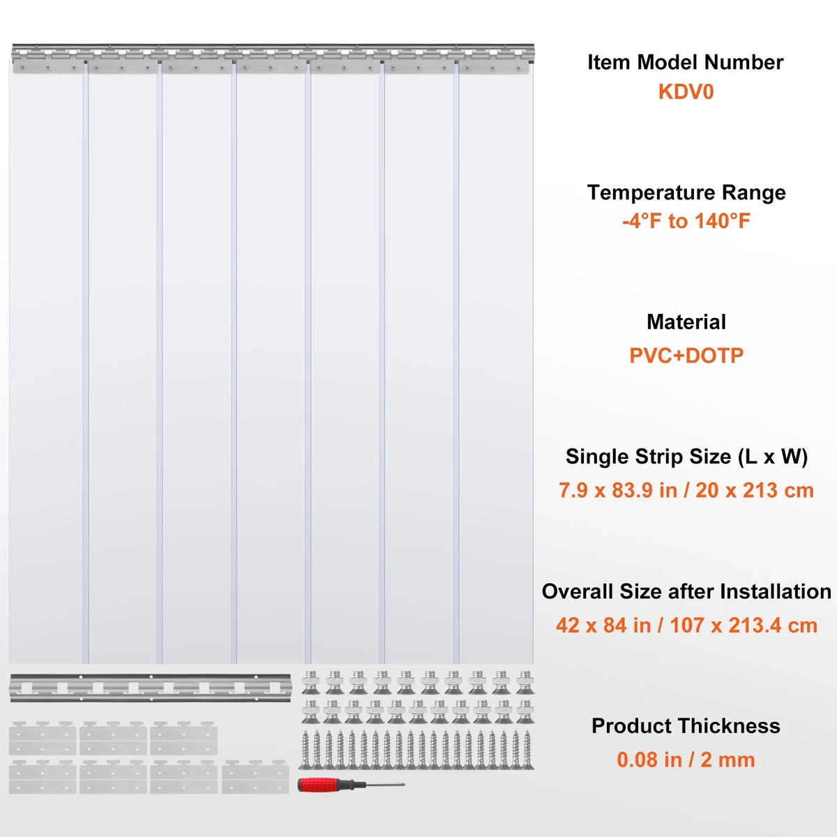 Plastic Strip Freezer x Curtain PVC 84" Curtain Clear BENTISM Door Cooler 42"