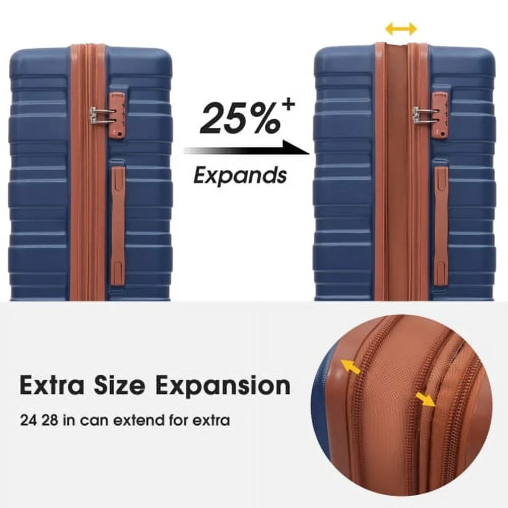 24" Expandable Lock Spinner Hardside Suitcase Travel Luggage TSA Carry on with Luggage ABS Wheels Luggage