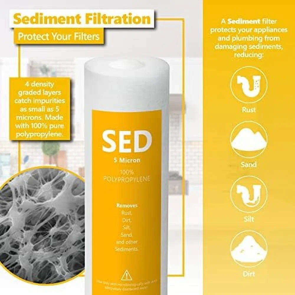 Filters, 2 System Filters Water ACB, Filters, Osmosis Set Year PAC GAC, Filter Carbon Reverse 10 14 Filters Sediment Inch Size SED Replacement