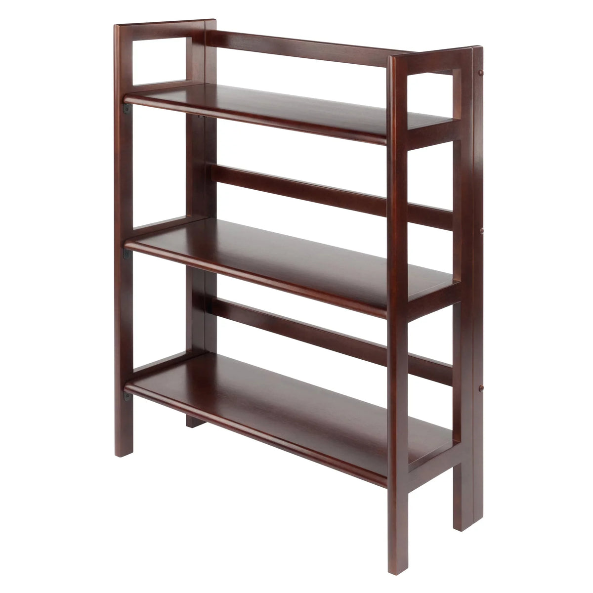 Terry Walnut Foldable Finish 3-Tier Wood Stackable, Shelf, Winsome