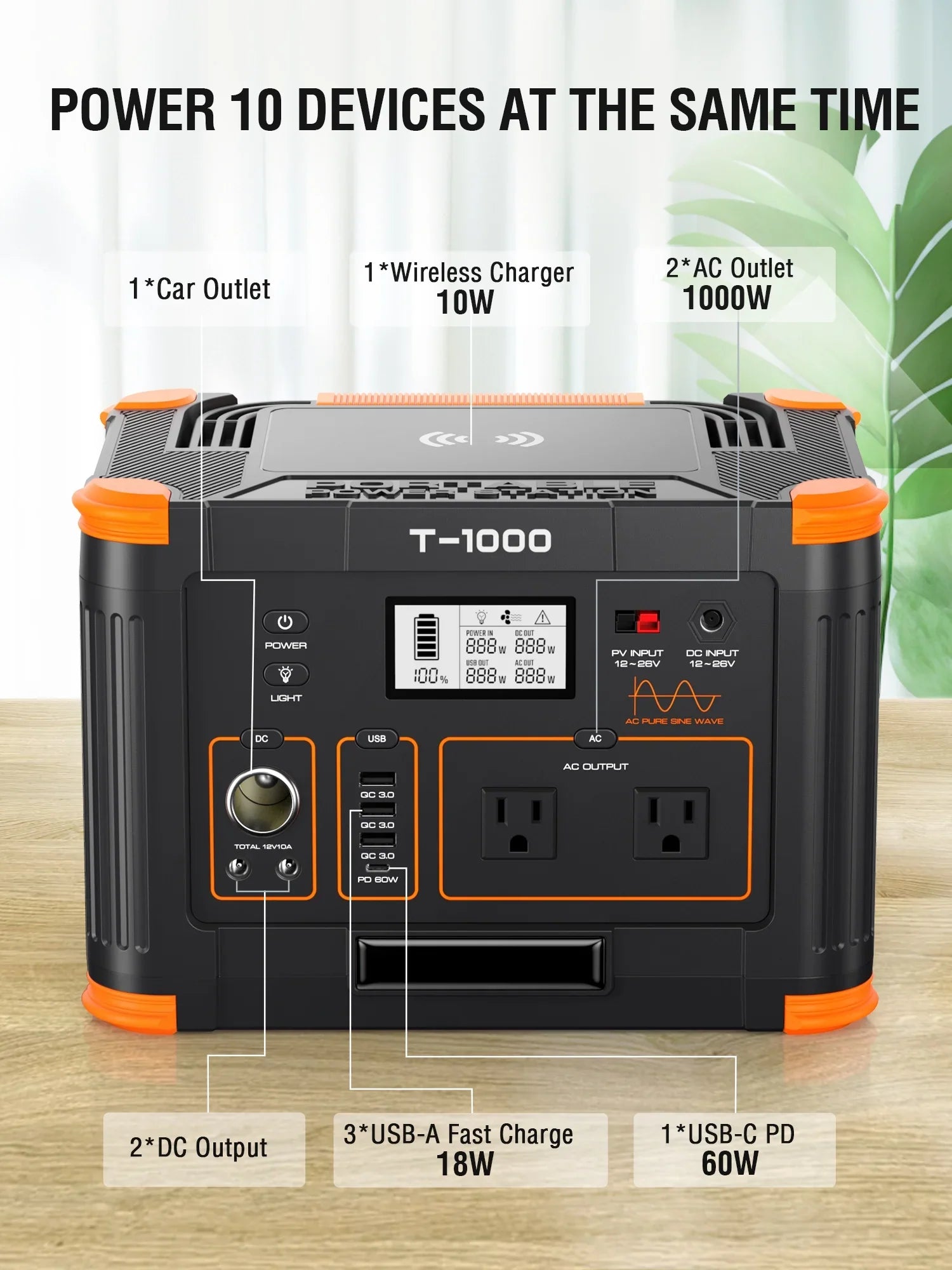 110V Pack RV Battery with BEYGO Powered Outdoor Travel Lithium 60W Power Supply 999Wh Generator Station for AC Portable Van Backup Outlet, Emergency Home Fast Solar Power Camping Charging 1000W PD
