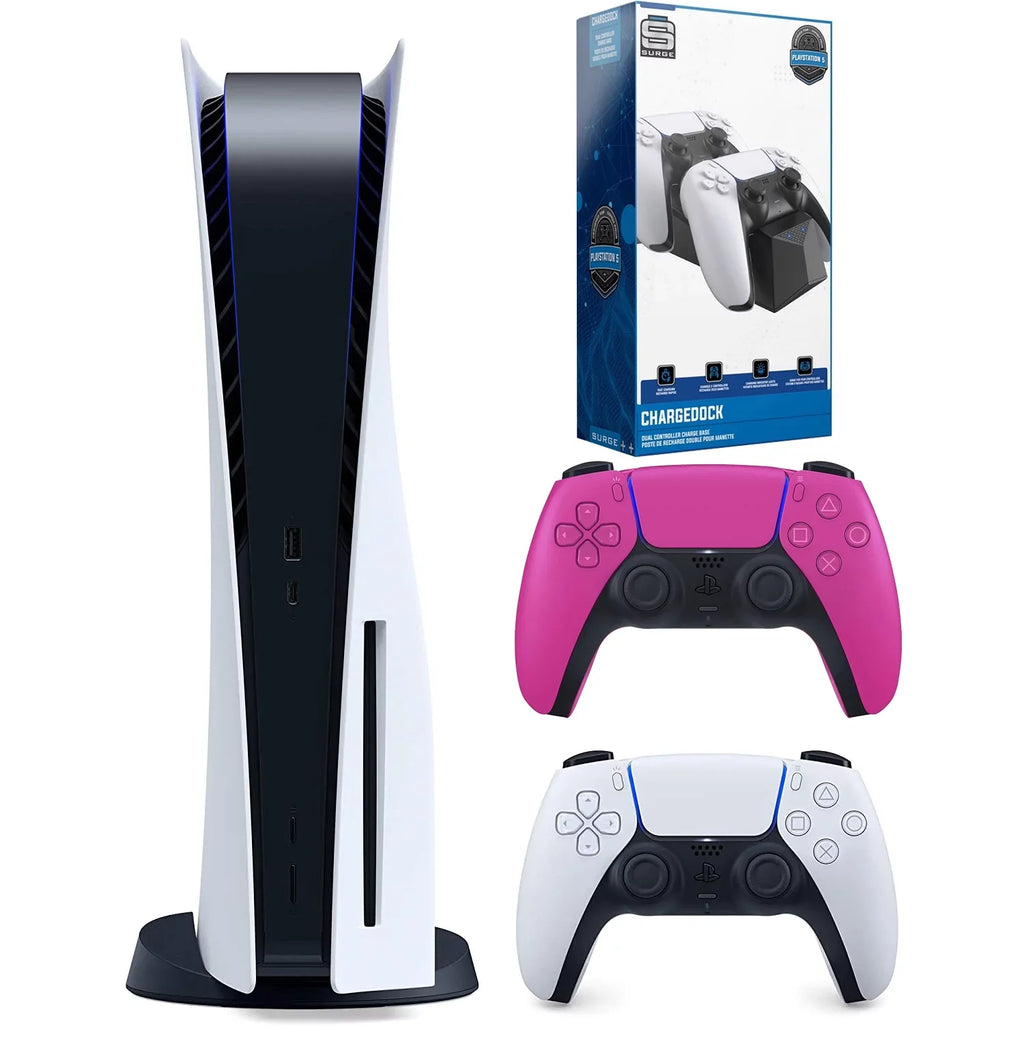 Disc) Sony Station - Controller Dual Bundle Pink 5 and Playstation with Disc Version Nova (Sony Charging PS5 Extra
