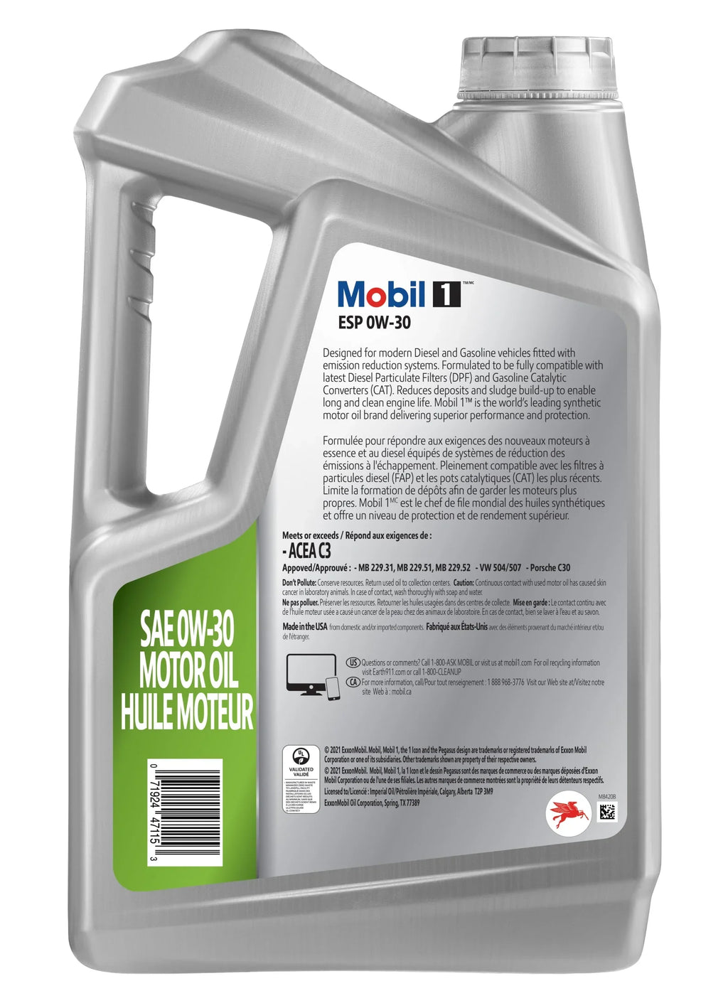 Oil 1 Motor Synthetic 0W-30, Full 5 Quart ESP Mobil