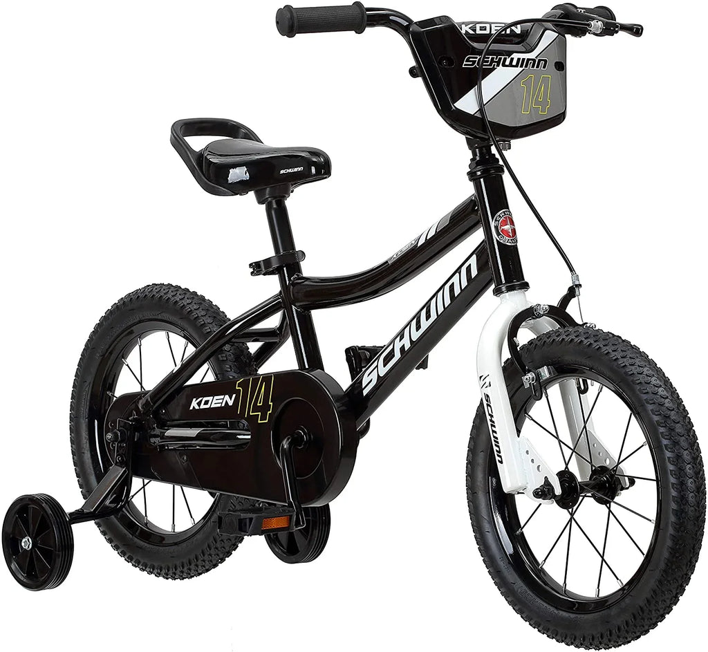 Seat Wheels Toddlers and for Black, Bike Years 2 Koen inch for Adjustable Boys Training Up, Ages Schwinn Kids, and 14 Wheels,