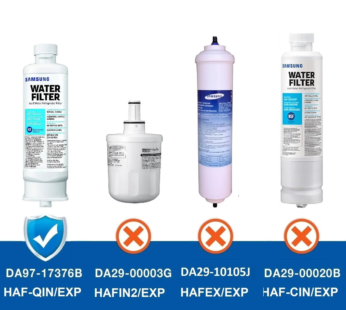 Pack DA97-17376B Refrigerator Fit for /AA, Filter,3 Water HAF-QIN, DA97-08006C HAF-QIN/EXP,