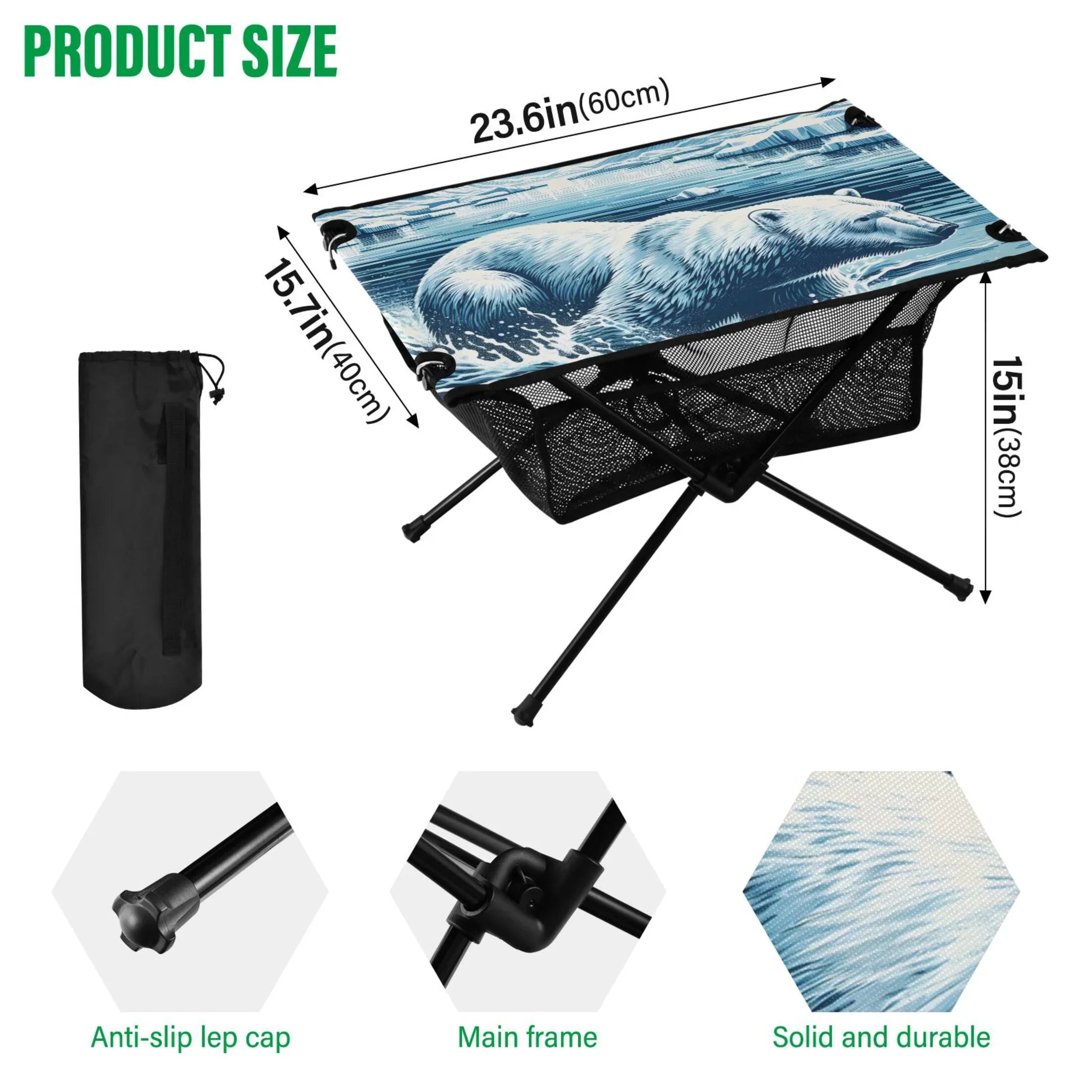 Storage Camping Picnic Bag Compact BBQ Table Portable Travel Polar Fishing Swimming with Beach for Bear Table Folding Outdoor Table