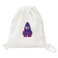 Monster Backpack Canvas Alien Drawstring Bag Reusable Universe Shopping Purple Mesh