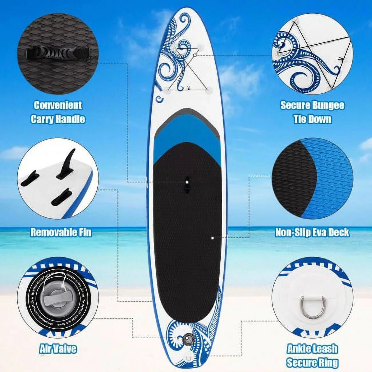Paddle 11-Feet Sports Board Inflatable Surfing Enjoy Wonderful Adjustable Water