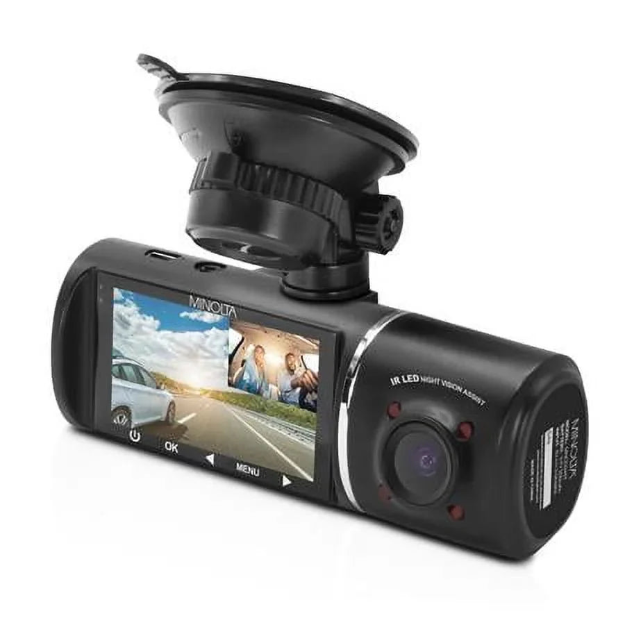 and Recording, Camera HD Black Rear MNCD245T Screen Full 3-Channel 2.45" Dash LCD Front with View