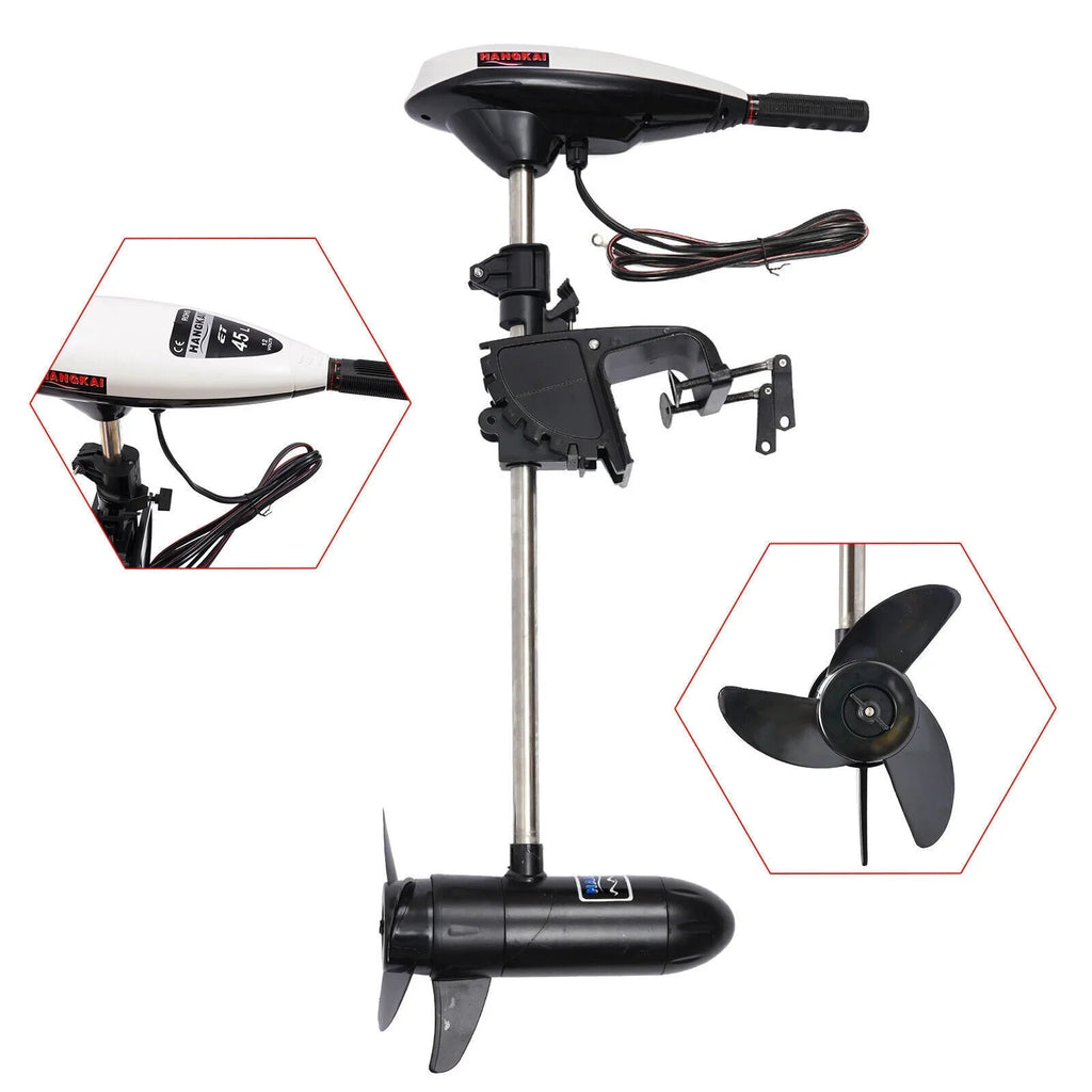 12V Boat Heavy Duty Electric Motor Engine 45LBS HANGKAI Trolling Motor Outboard