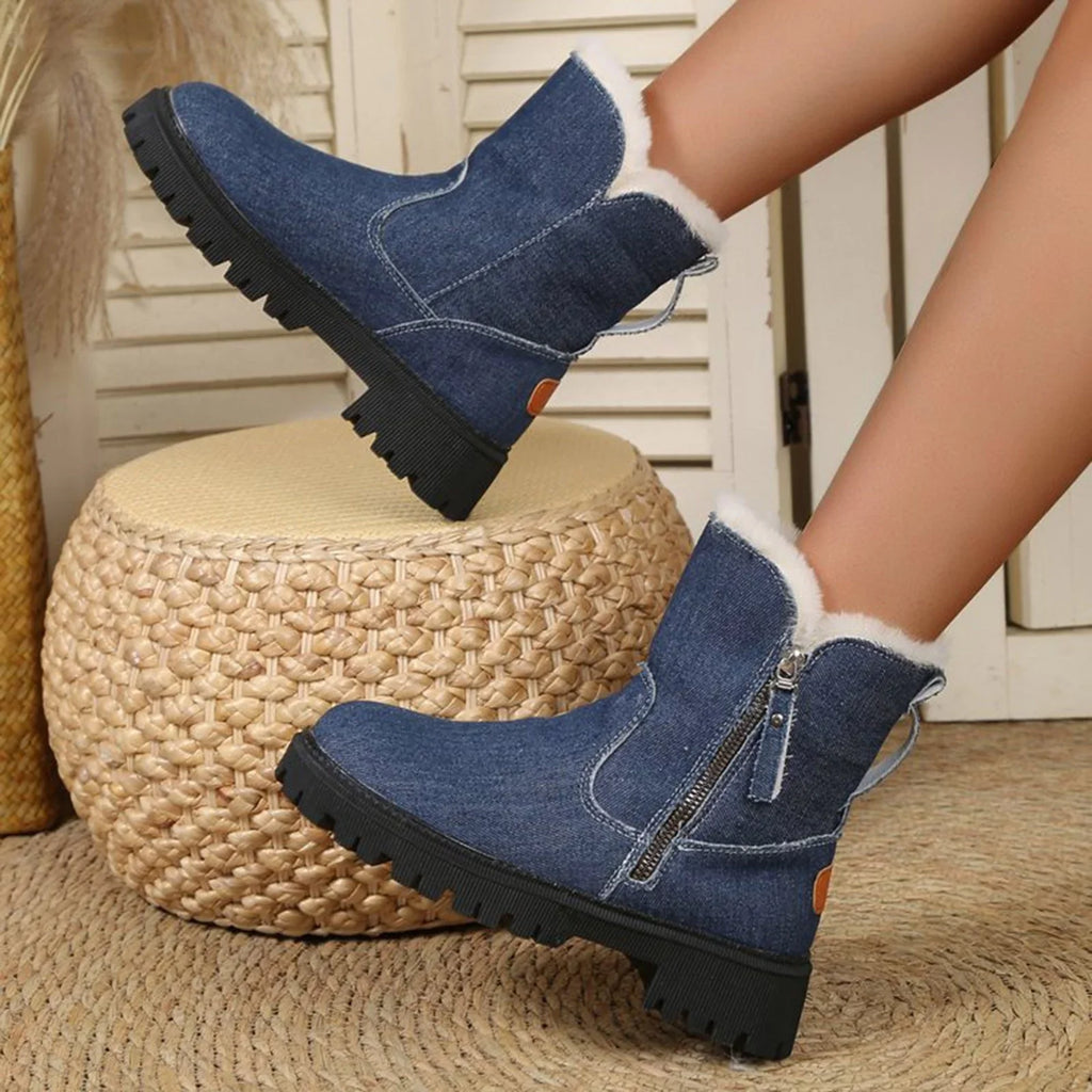 Leather And Winter Integrated New Mid And Winter Snow Boots Cotton Length Insulation Thick Women In for Shoes Boots Winter Ankle Snow For Booties Shoes Women Plush
