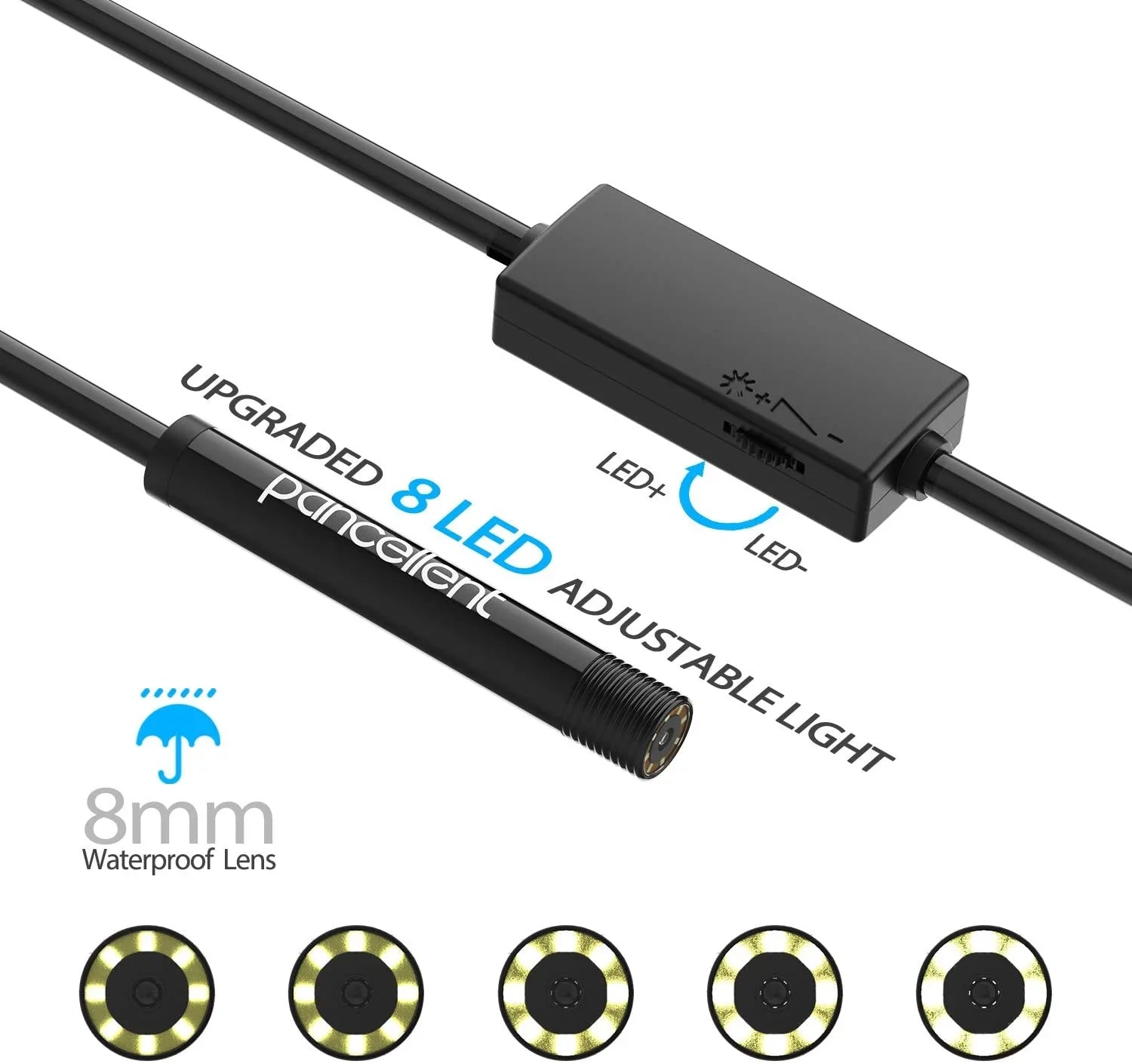 Borescope LED (5 Inspection Endoscope Light HD Camera PC Metes,16.5 for 1200P Ipad iPhone 8 FT) Table Smartphone Camera Wireless Snake WiFi Android Cable Rigid with Pancellent
