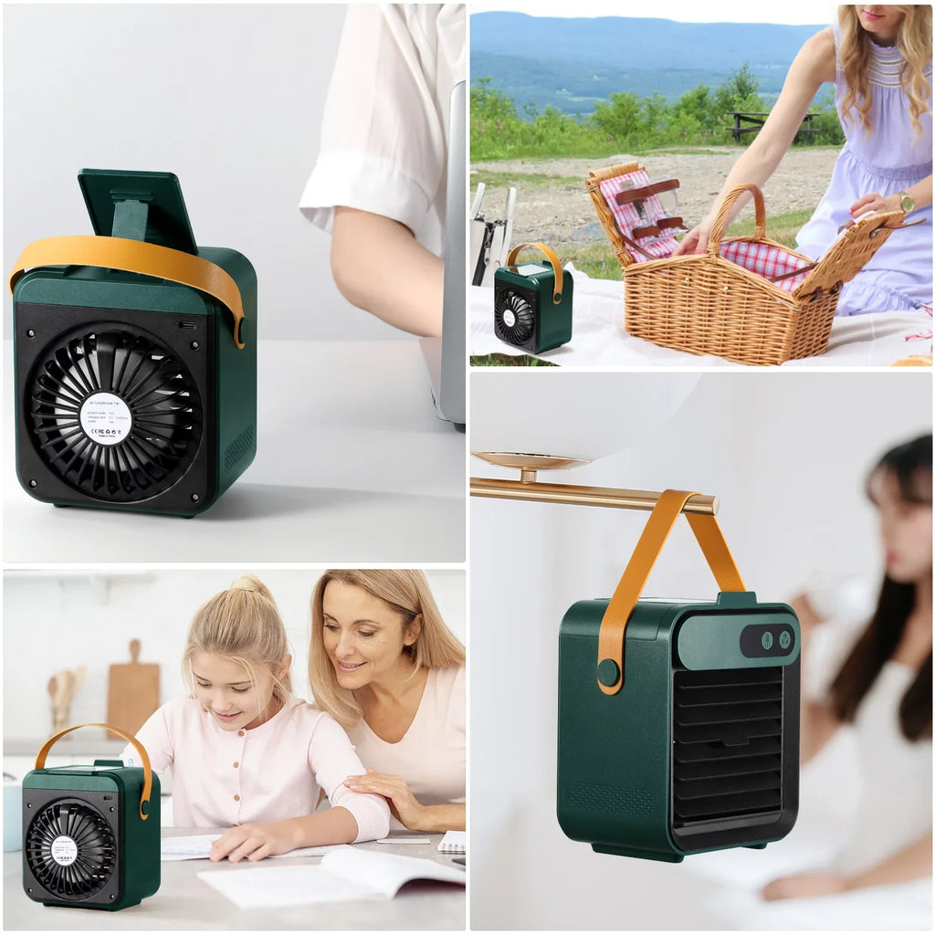 4 USB Air Fan Phone Air Comvin Desk Portable vanity Humidifier Personal and holder Speeds Cooler for Desktop 1 Fan,Quiet Home Fan, Cooling with 3 mirror Fan with Office,Bedroom,Car in and Adjustable