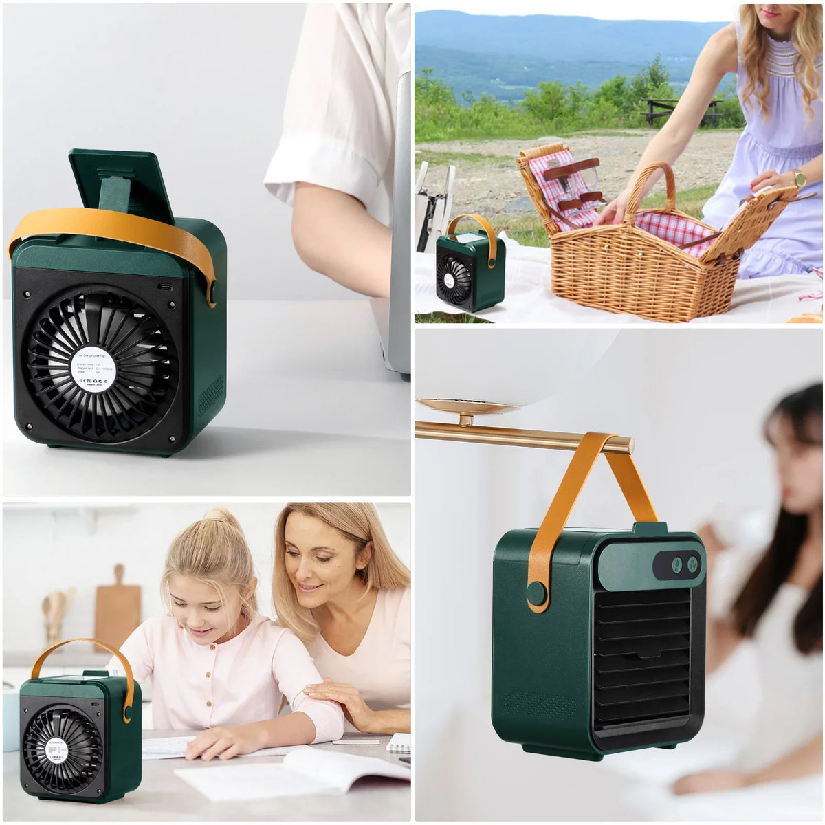 4 USB Air Fan Phone Air Comvin Desk Portable vanity Humidifier Personal and holder Speeds Cooler for Desktop 1 Fan,Quiet Home Fan, Cooling with 3 mirror Fan with Office,Bedroom,Car in and Adjustable
