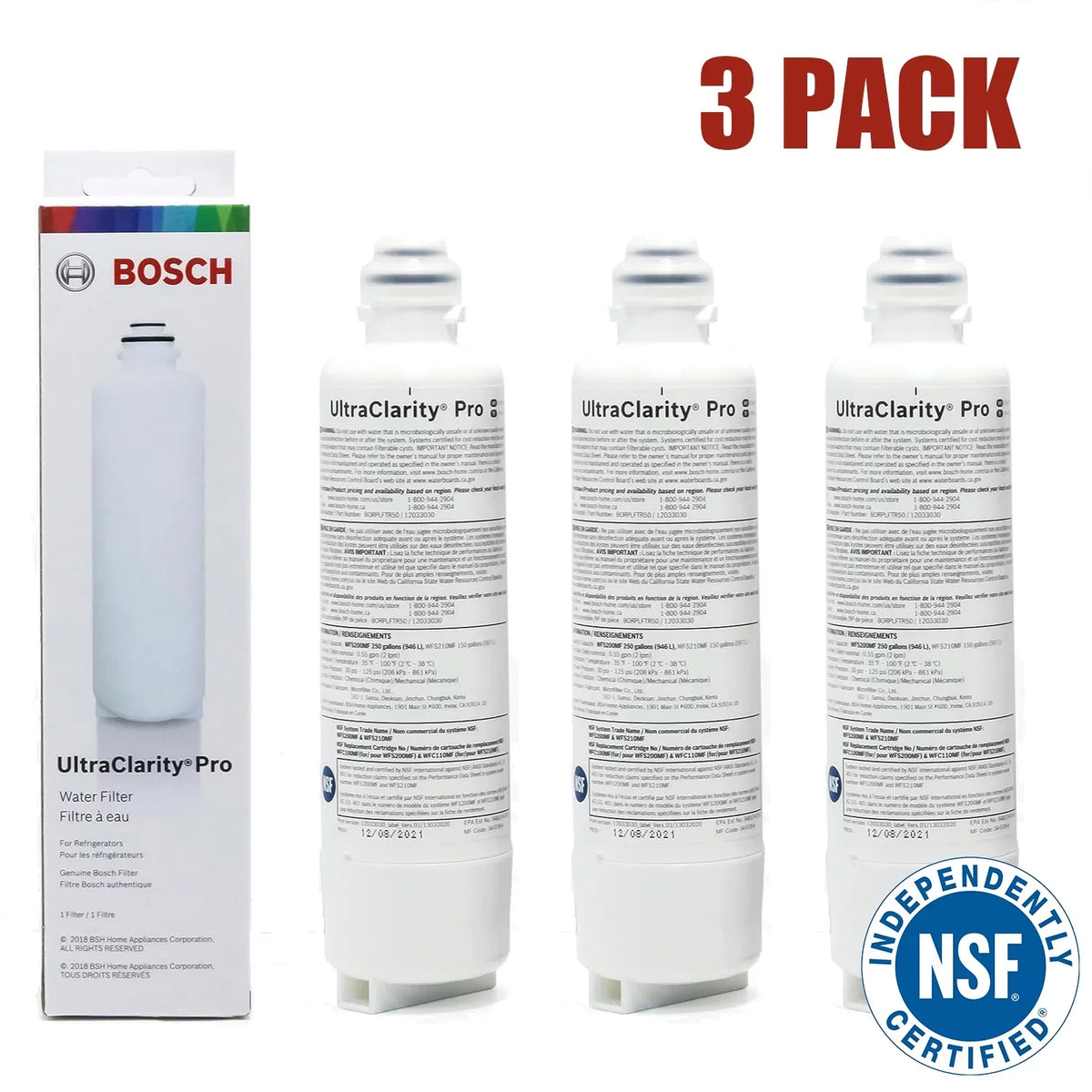 Bosch RA450022, Filter, 11032531 REPLFLTR55, Pro UltraClarity Water BORPLFTR55, 3 Replacement/Compatible Pack