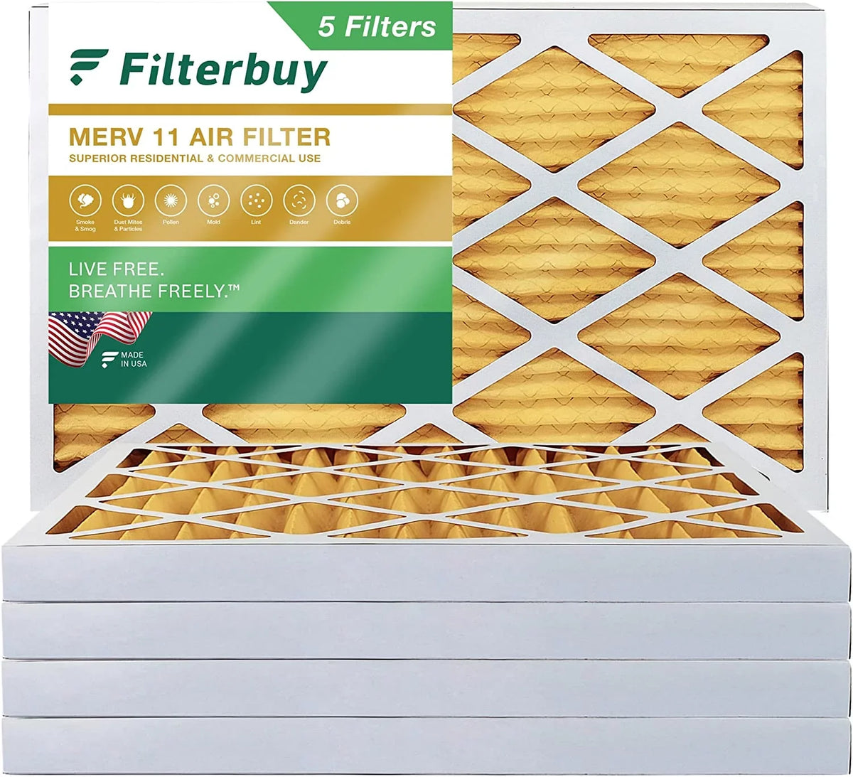 12x24x2 Air AC (5-Pack) Pleated HVAC Furnace 11 MERV Filterbuy Filters