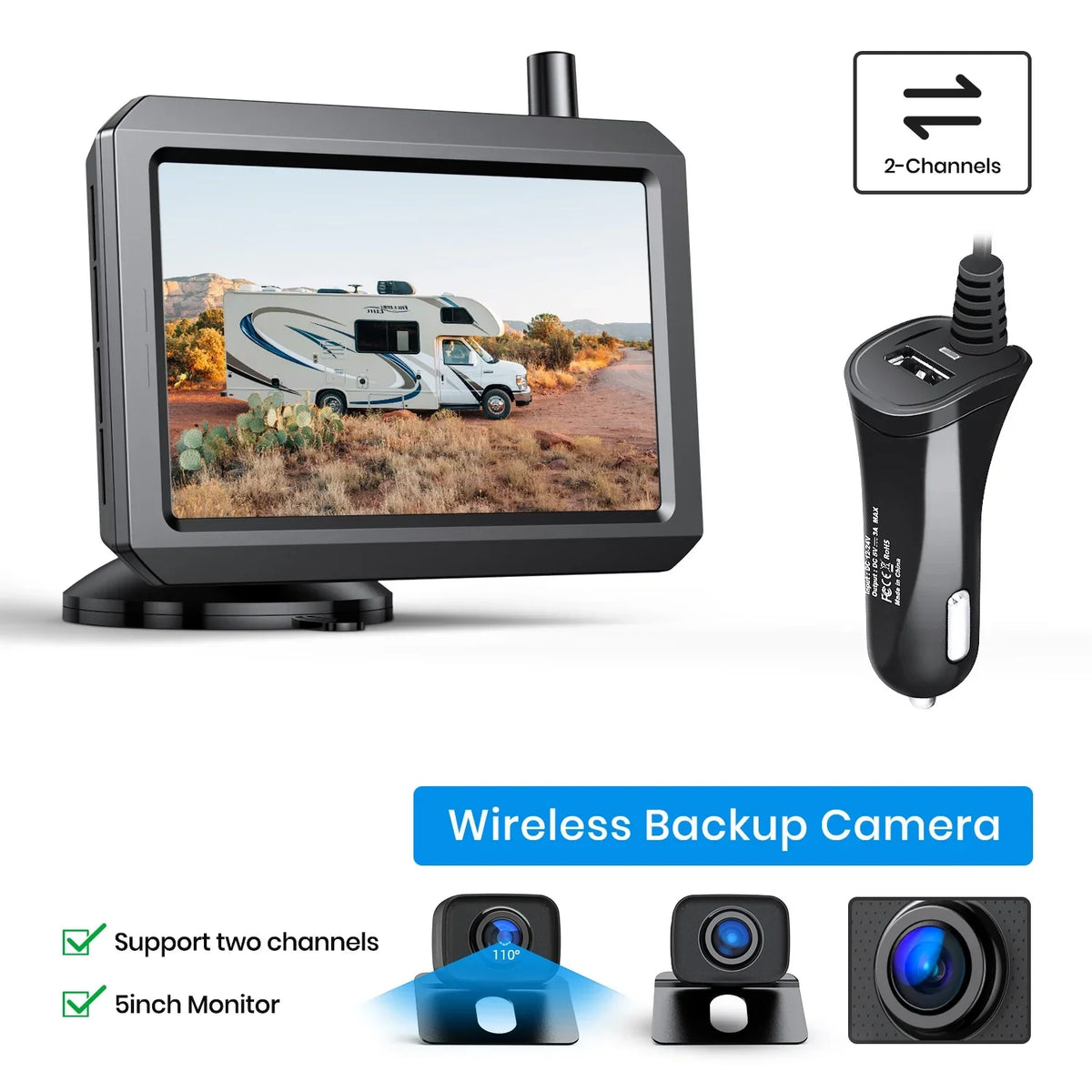 Cameras, Camera Rear System Backup for Waterproof IP68 Camera With 2 Channels 2 Car Wireless View System Reversing Wireless Digital