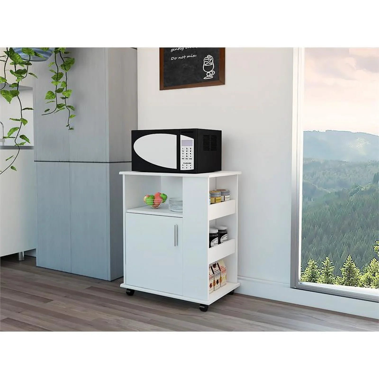 Kitchen and Service Set with Square Sink Cabinet 2-Piece Home Utility with Cart