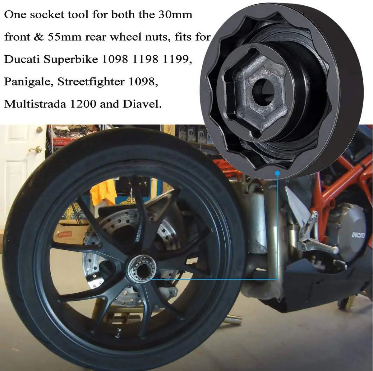 ATVs Bike Diavel Front Tool Super Ducati (30mm for Motorcycle Panigale Axle 55mm) 1198 1199 1098 Nut + Socket Wheel Rear Multistrada