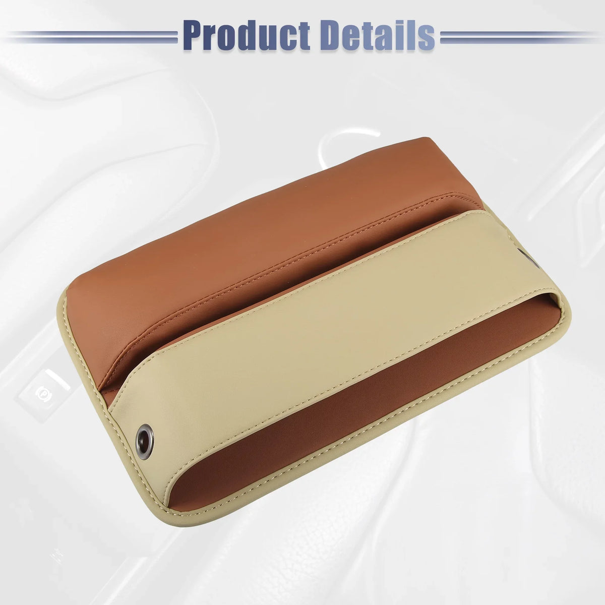 Seat Beige Car Storage Box Filler Multi-function Gap Seat Brown Organizer Side Car Pocket 2pcs Console