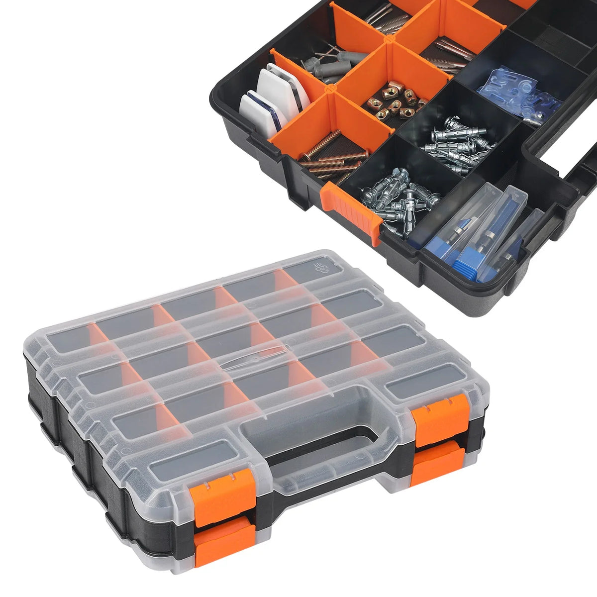 Box Dividers with Double Tool 30-Compartment 12.6"x10.6"x3.1" Hardware Side Organizer Removable 2pcs Storage Uxcell