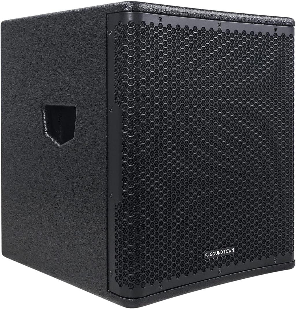 Series Class-D 4" Output 15" Selectable 100 Sound Town Modes, Birch Amplifier, Powered with and oz PA/DJ Subwoofer Plywood, LPF DSP Voice Coil, Black OBERON (OBERON-15SPW) Magnet, 1400W