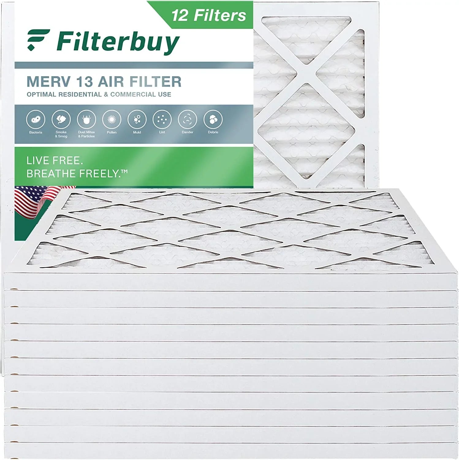 MERV 12x12x1 Filterbuy Furnace 13 AC (12-Pack) Pleated Filters Air HVAC