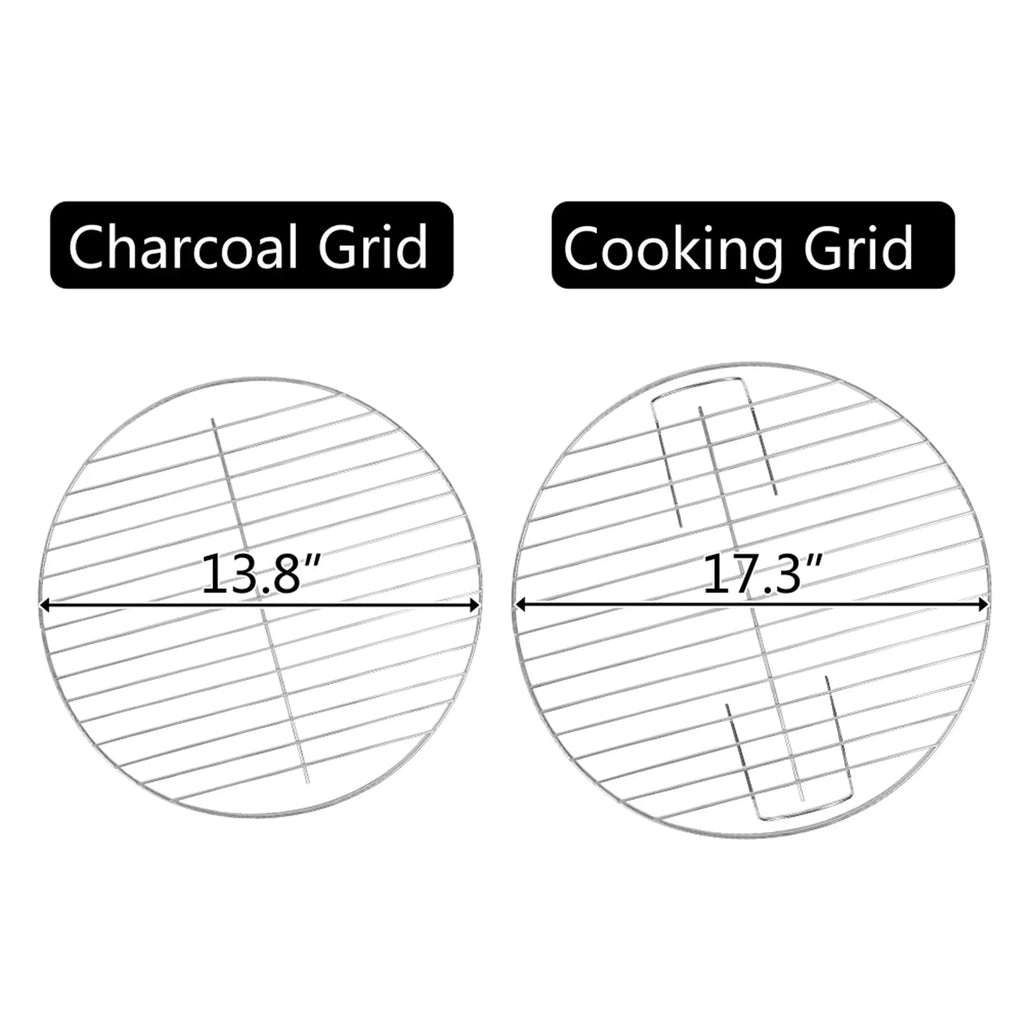 Storage Cooking Grill Camping Grill Grill Grate Wheels, Steel inch Outdoor 18 with Charcoal BBQ w/ on Area,