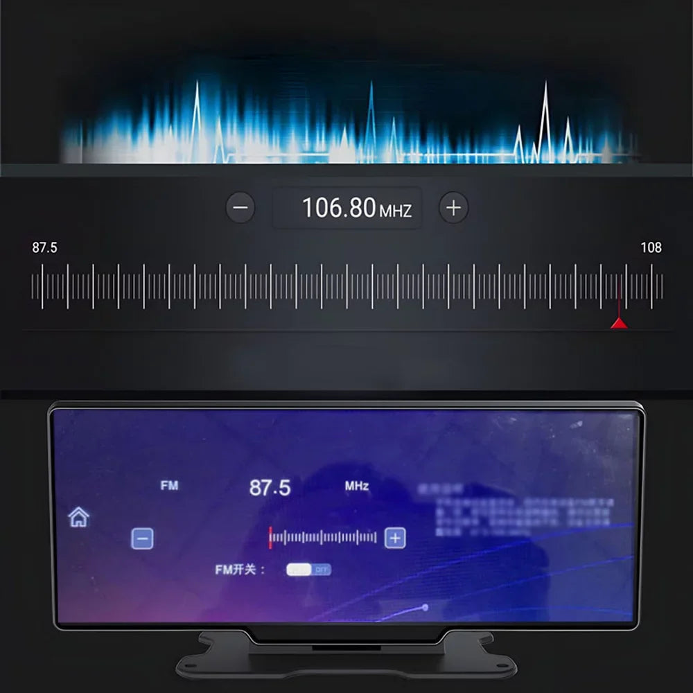 Loop 10.26 Inch Parking Android Shinysix Recording Monitor & Dash DVR G-Sensing with 4K Calling Camera Rear Hands-Free Auto WiFi Driving Touchscreen for Front Support Built-in Recorder Carplay