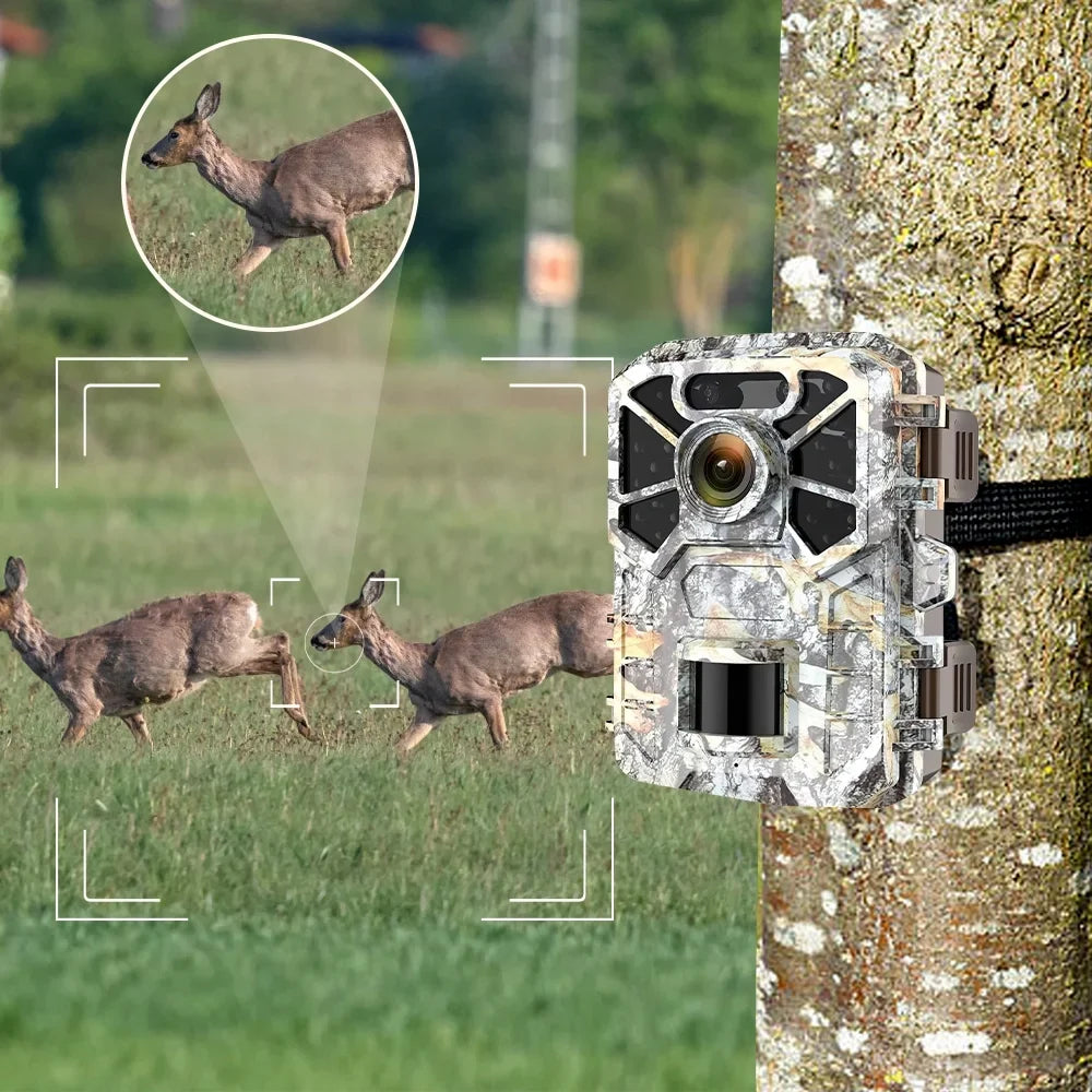 Hunting Wide Game with with Wildlife 30MP Lens Monitoring, 120° 2k Camera, Trail Waterproof Farm Infrared Monitor Angle Camera Surveillance, Night Trail Vision