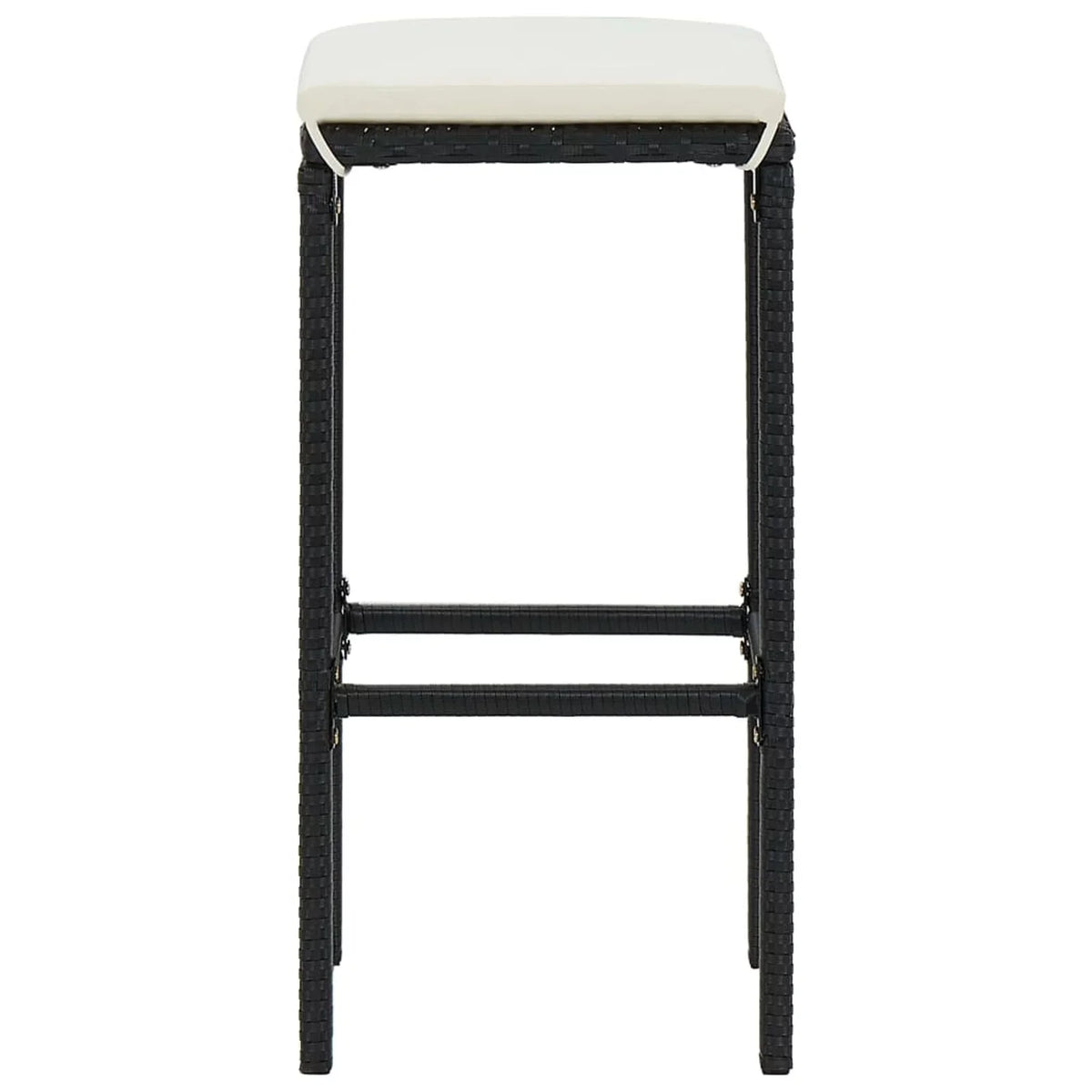 Bistro, Poly Stool 3 Set Shelf for Piece with Rattan Dining Black Bar Chairs 2 Table Cushioned Terrace, Pub, Patio and Dcenta Storage Set Backyard, Garden