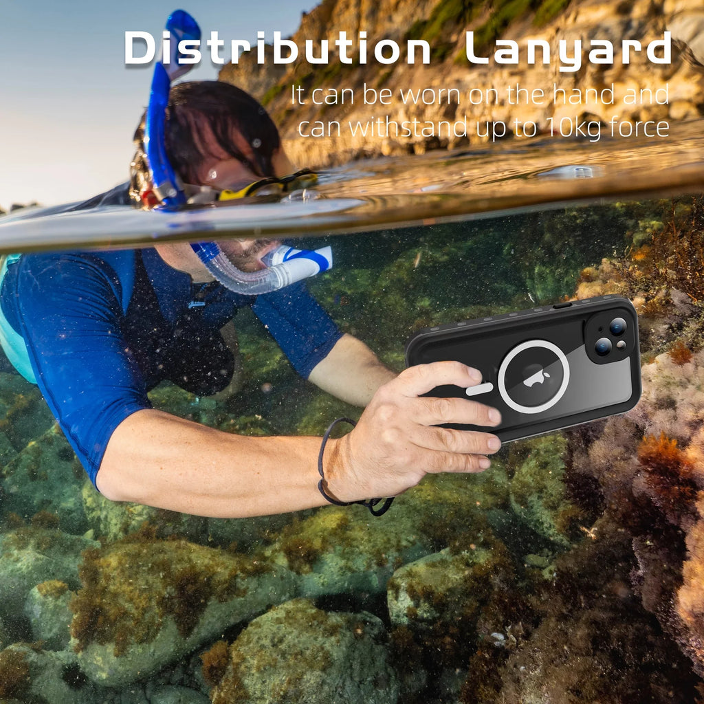 Underwater for 6.7inch,Black Waterproof Proof - Military 15 ELEHOLD for Rugged Plus Screen 15 Magnetic Plus IP68 Protector Duty iPhone Case Built-in Full-Body Drop Shockproof Case, Heavy iPhone