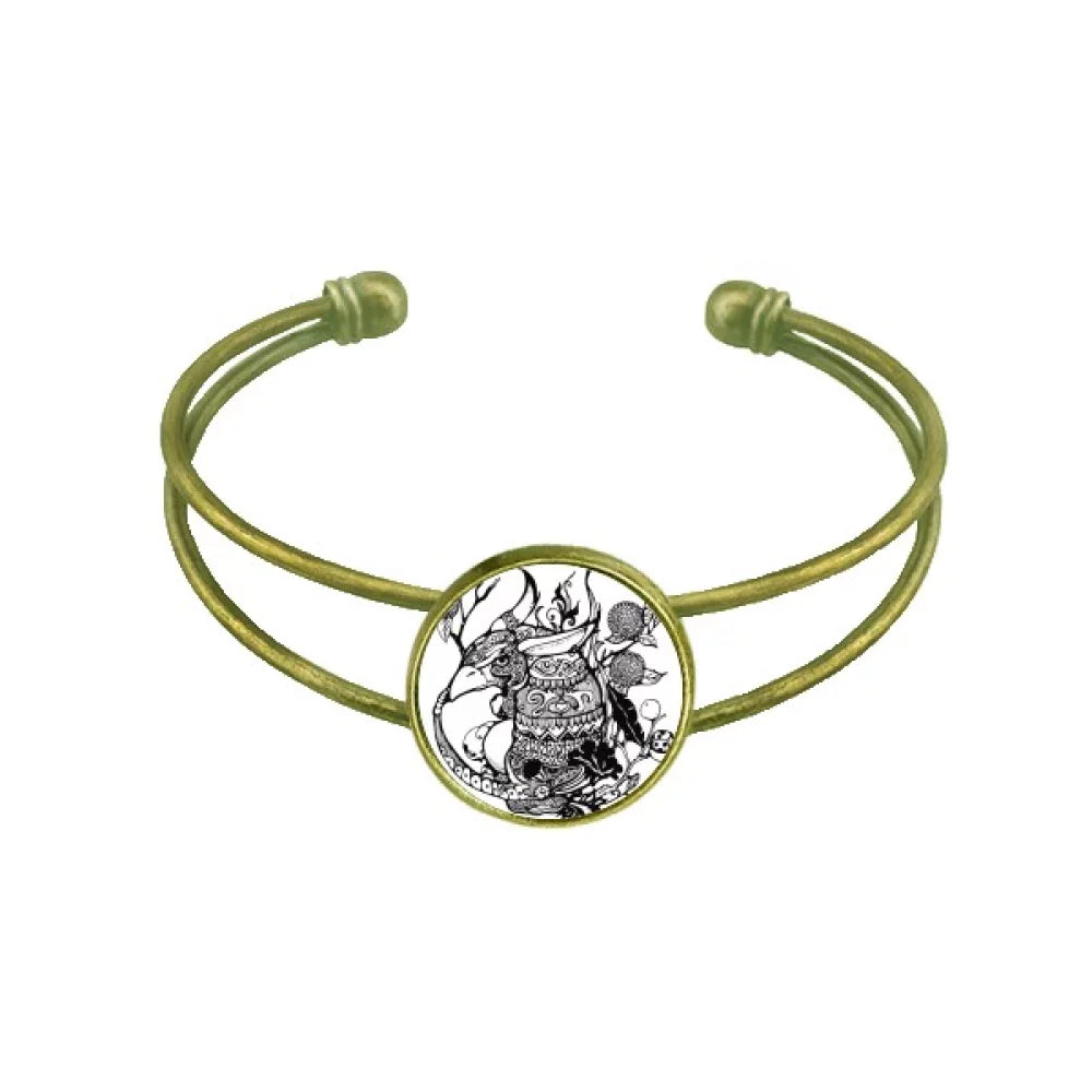 Chinese Open Retro Bangle Jewelry Drawing Rivers Mountains Bracelet Masterpiece Cuff