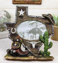 Rustic Cactus 4"X6" Map State Cowboy Picture Frame Texas Boot Western Longhorn