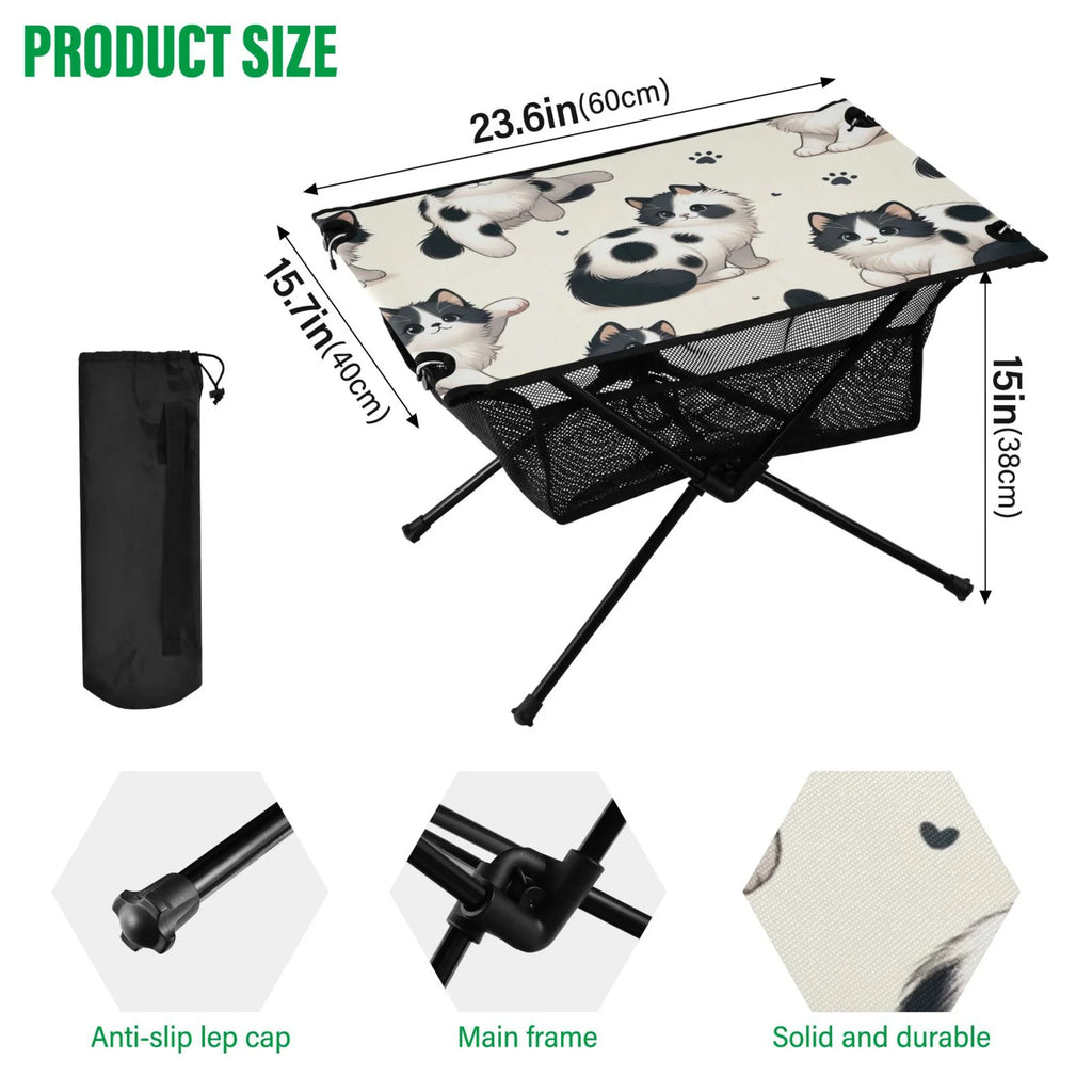 Cat Fishing Outdoor Bag Storage Compact Picnic for Table Table Table Cute Folding with Portable BBQ Camping Beach Travel Footprint