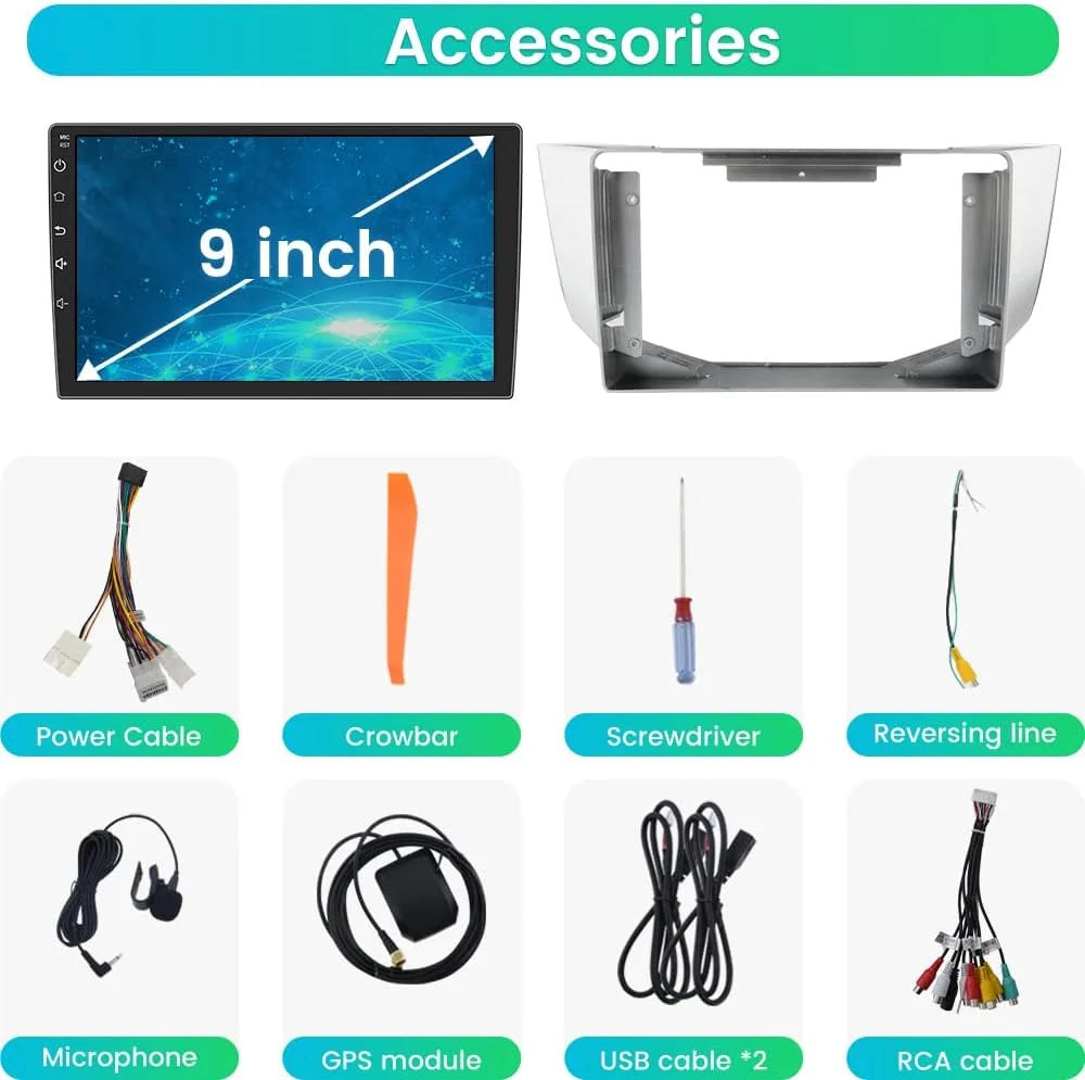 SWC/Wired RX300 Car Stereo with Harrier RX330 2GB Lexus Support Android 32GB 2003-2009,Android RX400H Car 12 Lexus RX350 for + Auto Toyota Radio GPS/FM/WiFi/USB, Carplay