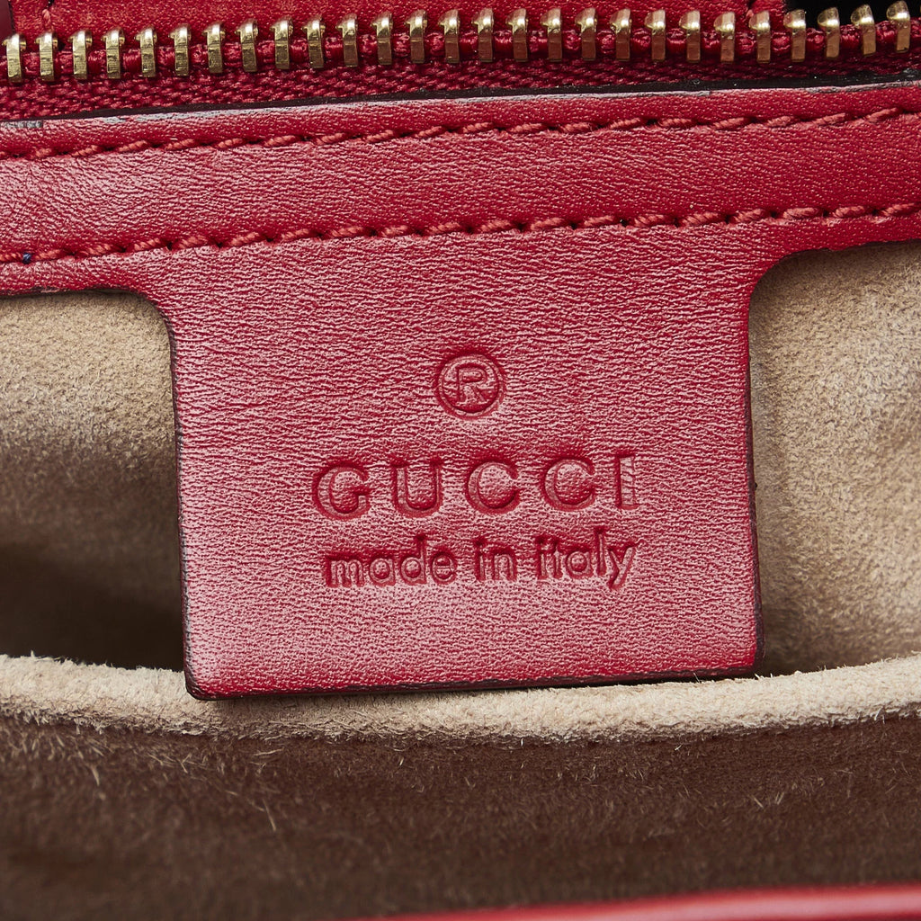 Authenticated Unisex Gucci Satchel Calf Sylvie Leather Pre-Owned Red (Good)