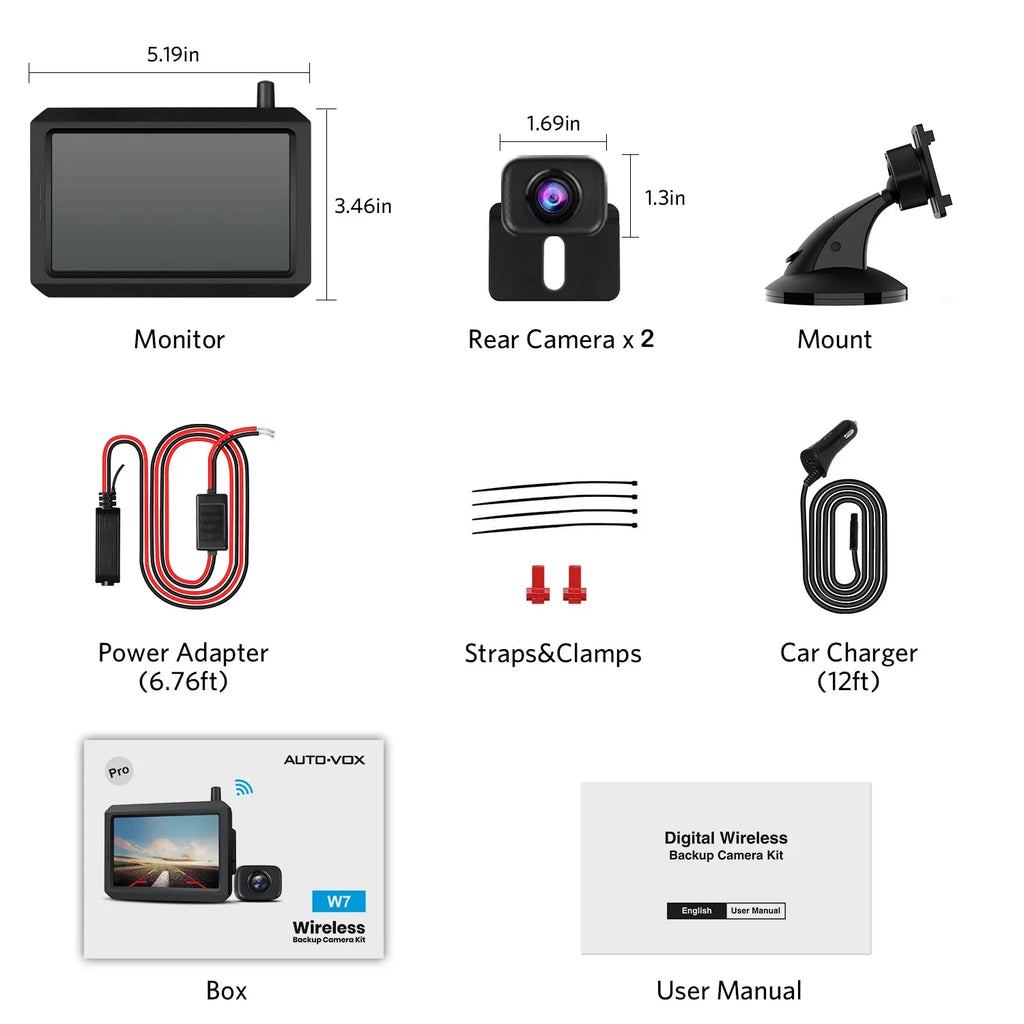 Cameras, Camera Rear System Backup for Waterproof IP68 Camera With 2 Channels 2 Car Wireless View System Reversing Wireless Digital