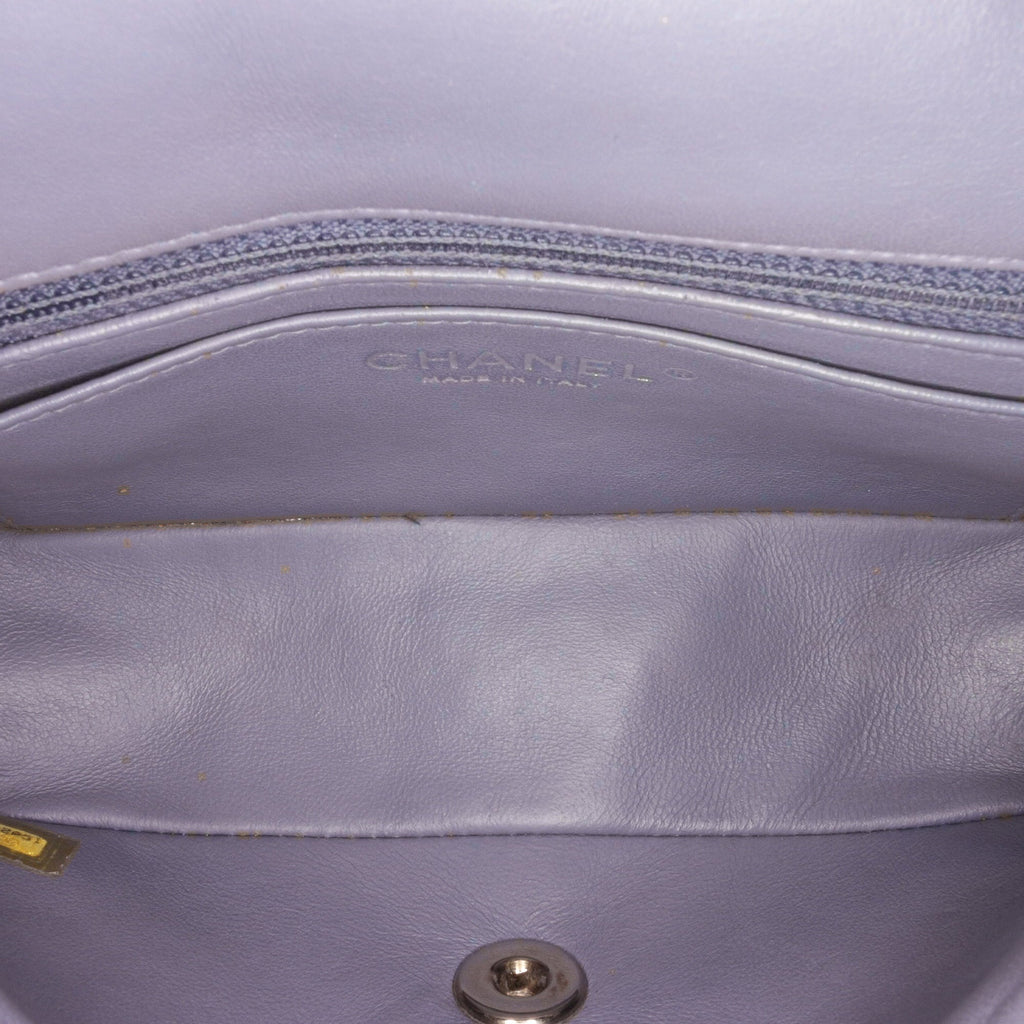 Classic Chanel Mini Flap Leather Lambskin Pre-Owned Authenticated (Fair) Single Bag Unisex Crossbody Rectangular Gray