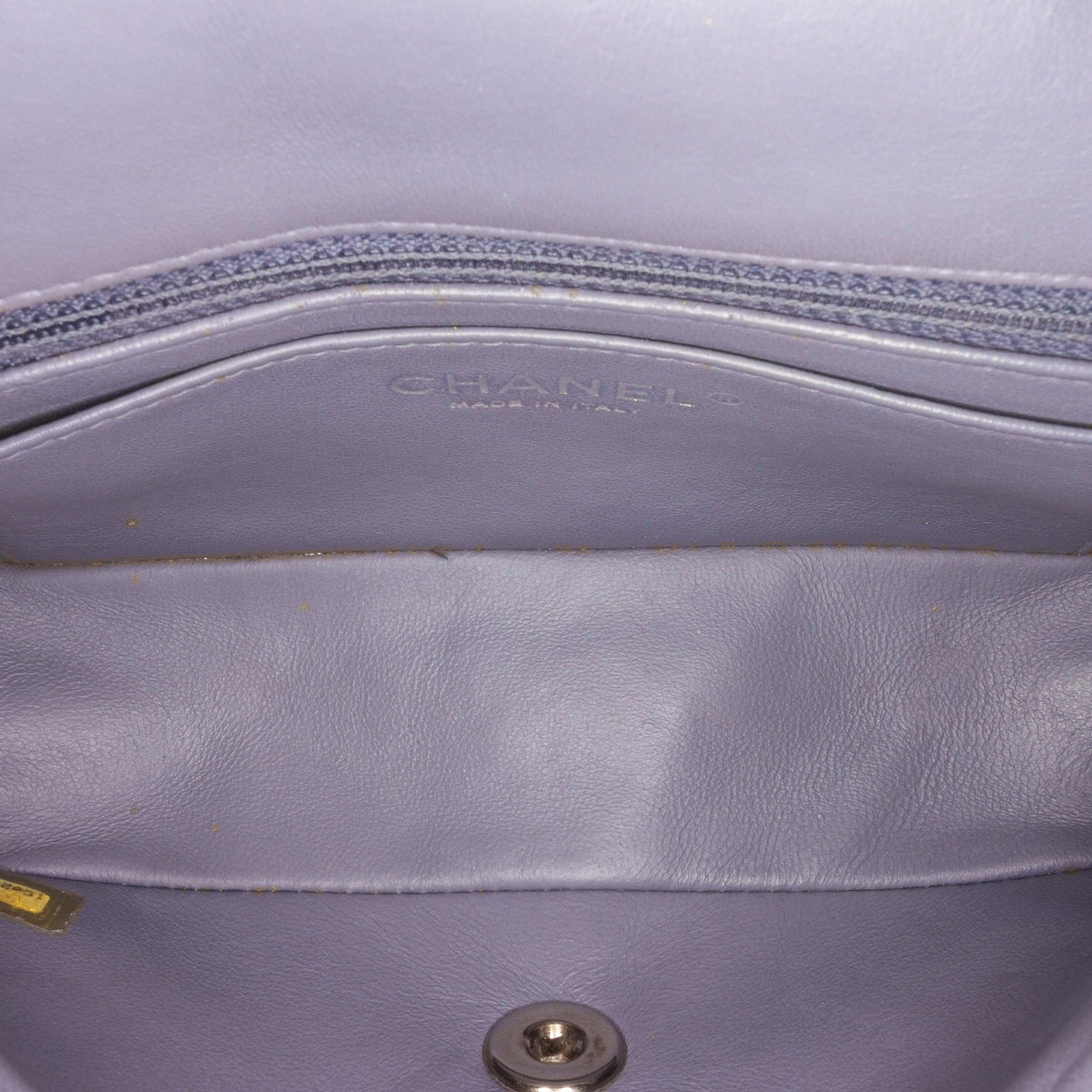 Classic Chanel Mini Flap Leather Lambskin Pre-Owned Authenticated (Fair) Single Bag Unisex Crossbody Rectangular Gray