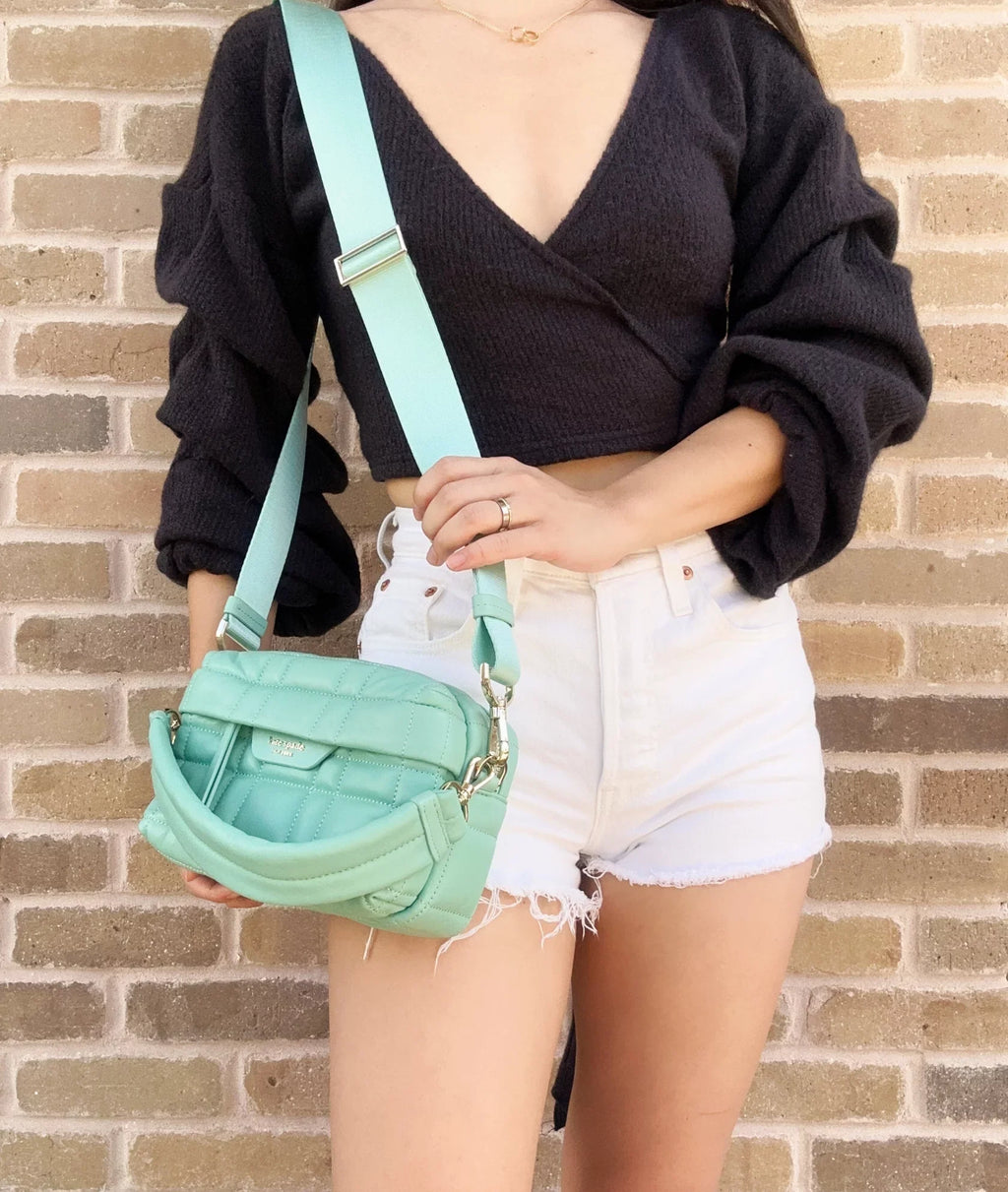'- New Women's Clutch York Small Softwhere Spade Convertible Crossbody Quilted Green Leather Kate